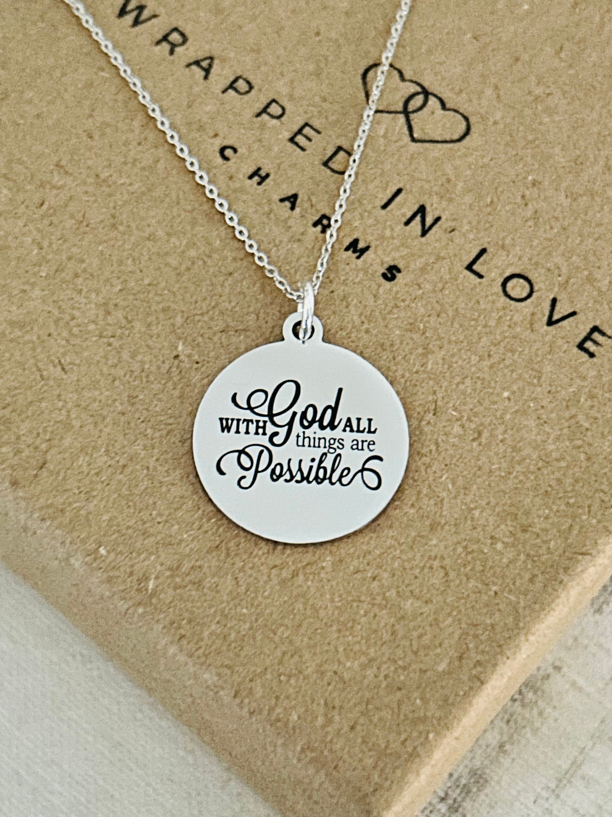 With God All Things Are Possible Necklace | Matthew 19:26 Necklace | Christian Gift for Women | Faith Jewelry | Bible Verse Necklace
