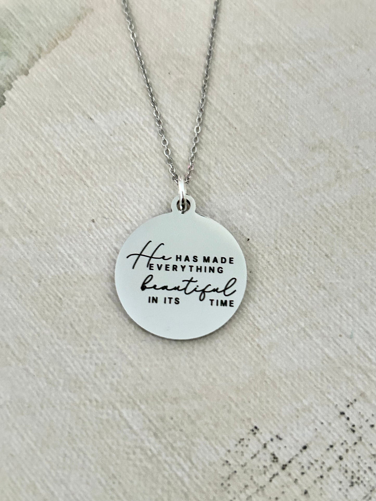 He has Made Everything Beautiful in its Time Silver Necklace, Bible Verse Jewelry, Christian Gifts, Scripture Personalized Necklace Charms