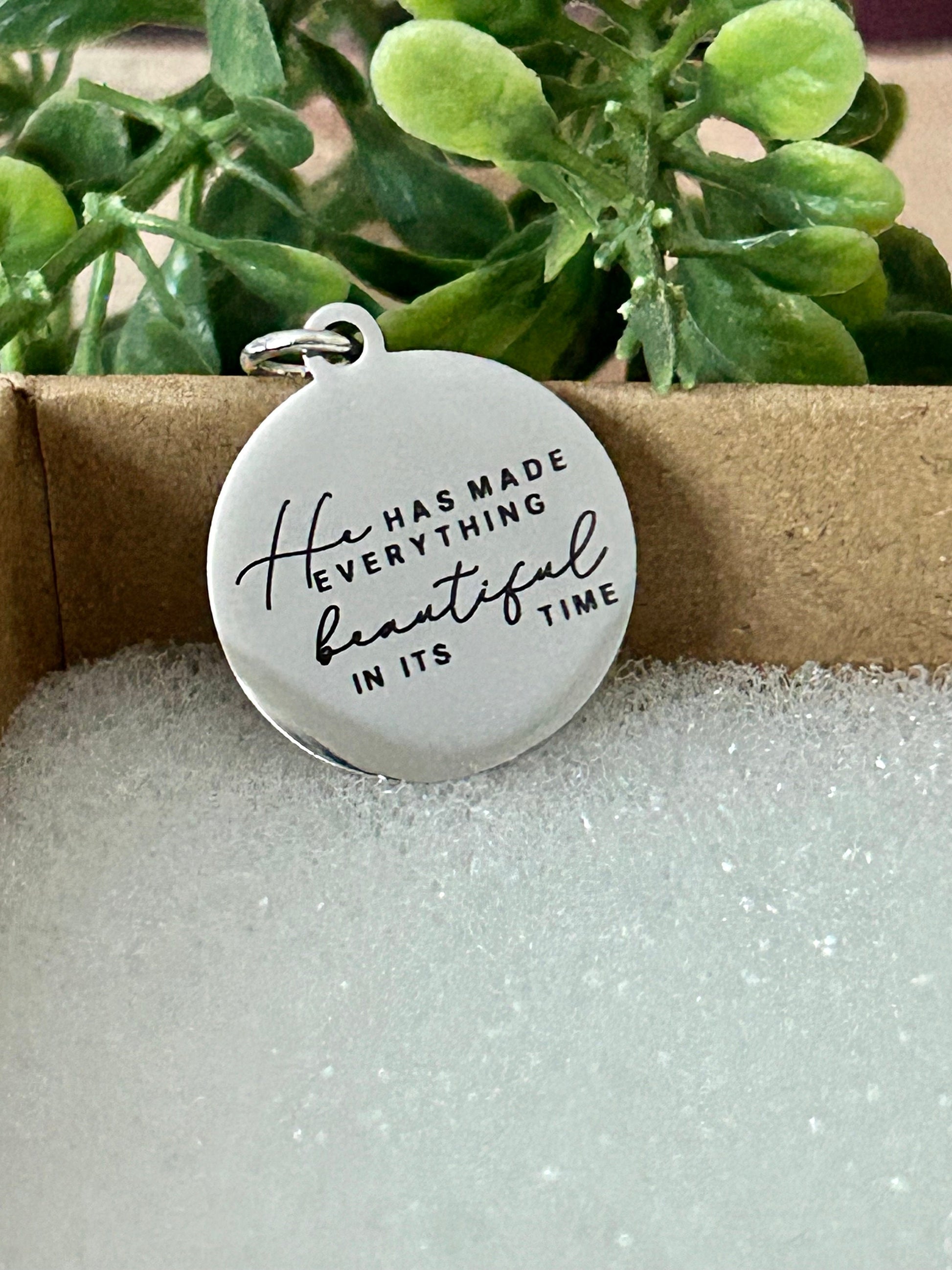 He has Made Everything Beautiful in its Time Silver Necklace, Bible Verse Jewelry, Christian Gifts, Scripture Personalized Necklace Charms