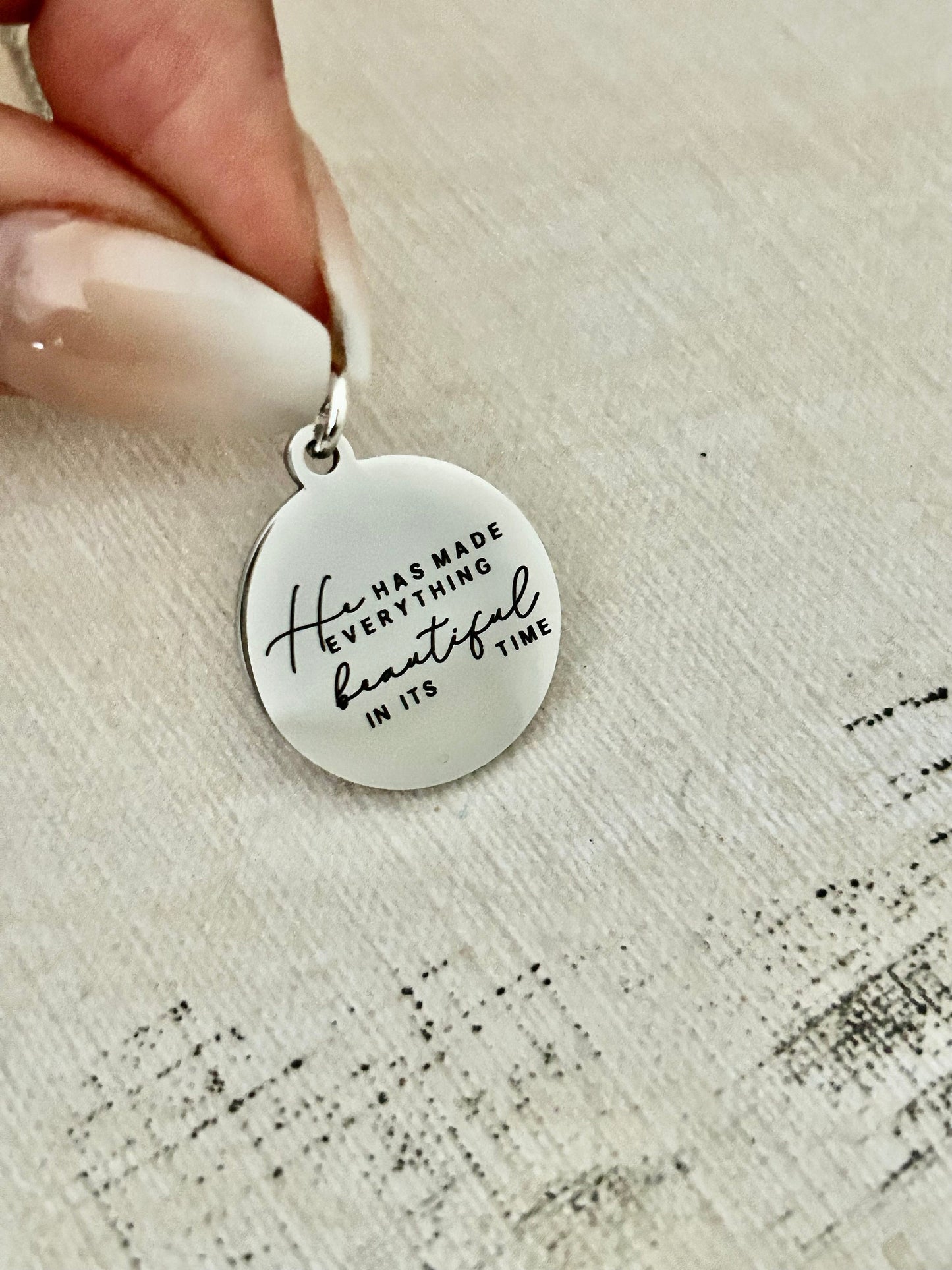 He has Made Everything Beautiful in its Time Silver Necklace, Bible Verse Jewelry, Christian Gifts, Scripture Personalized Necklace Charms