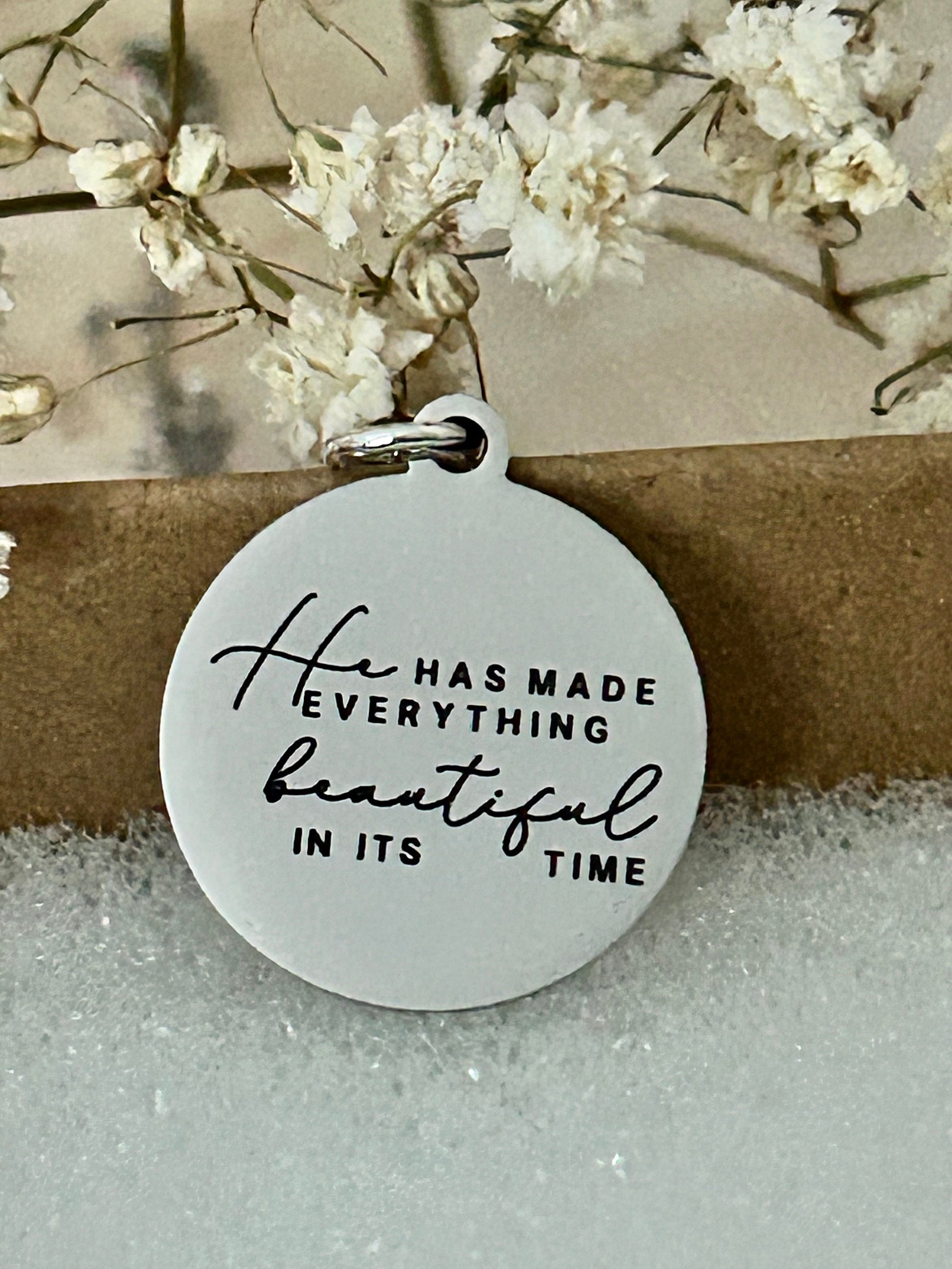 He has Made Everything Beautiful in its Time Silver Necklace, Bible Verse Jewelry, Christian Gifts, Scripture Personalized Necklace Charms