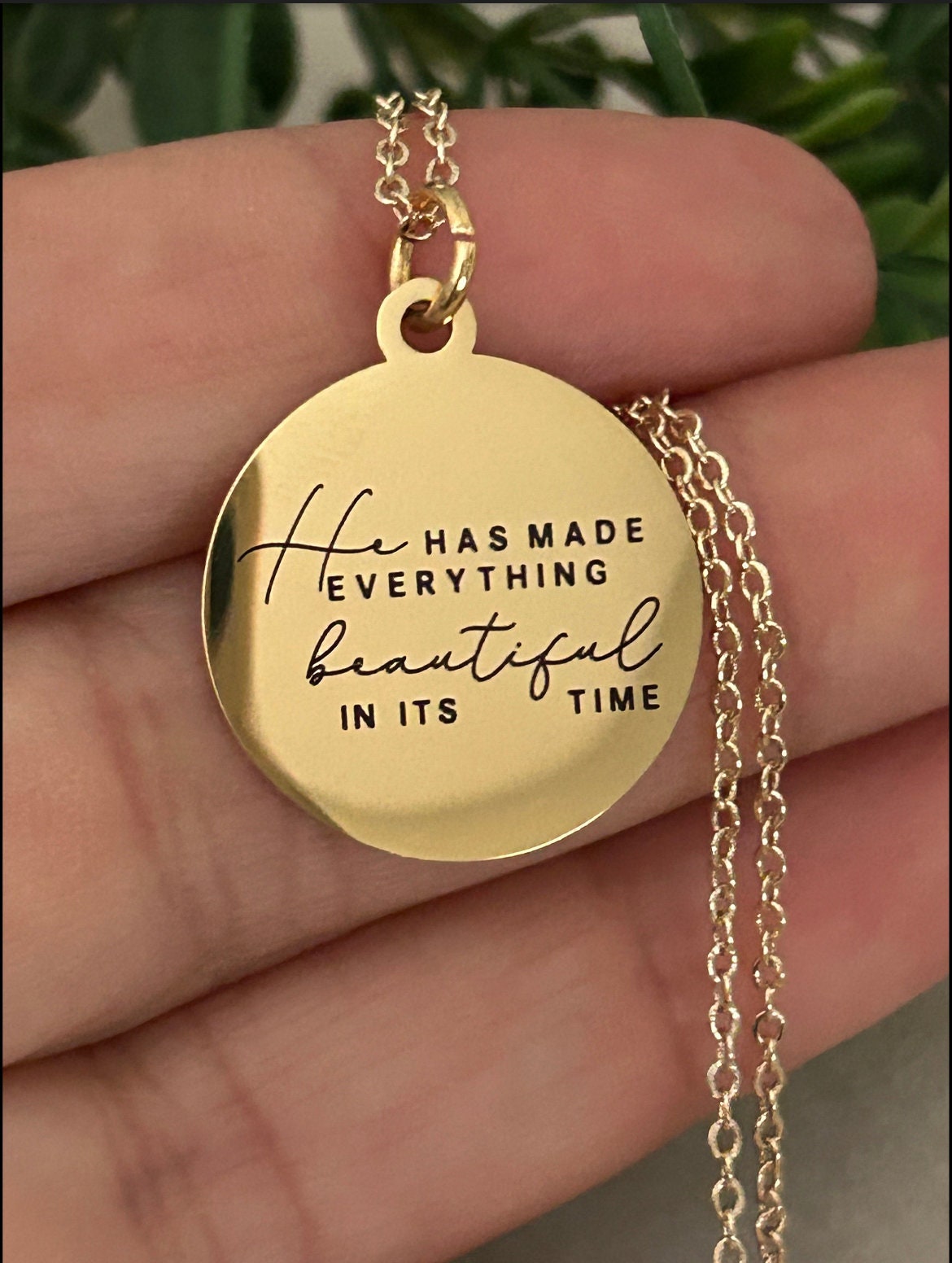 Also available in 16K Gold Plated https://wrappedinlovecharms.etsy.com/listing/1591319526/he-has-made-everything-beautiful-in-its