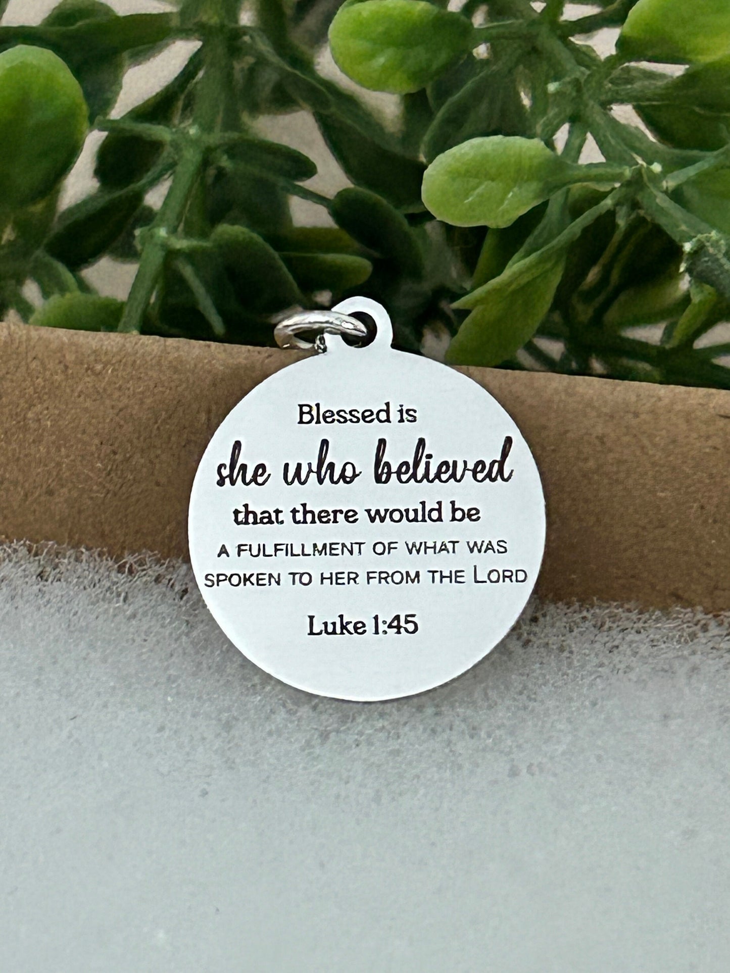 Blessed is She who believed Bible Verse Necklace, Christian Faith Gifts, Scripture Jewelry, Luke 1:45, Motivational Gifts, Gifts for Mom