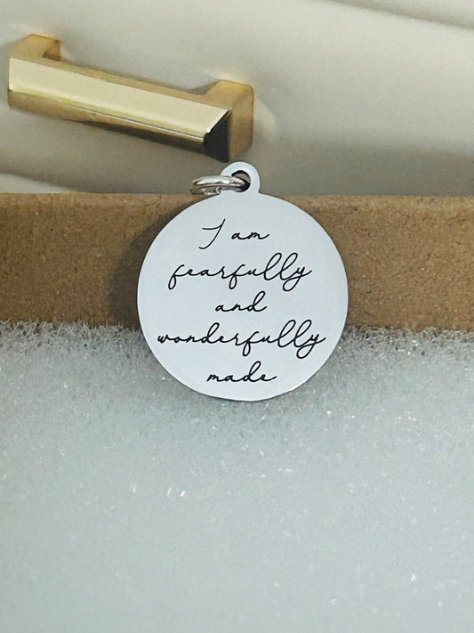 I am Fearfully and Wonderfully made Silver bible verse Necklace, Christian Gifts, Scripture Jewelry, gifts for Mom, Psalm 139:1