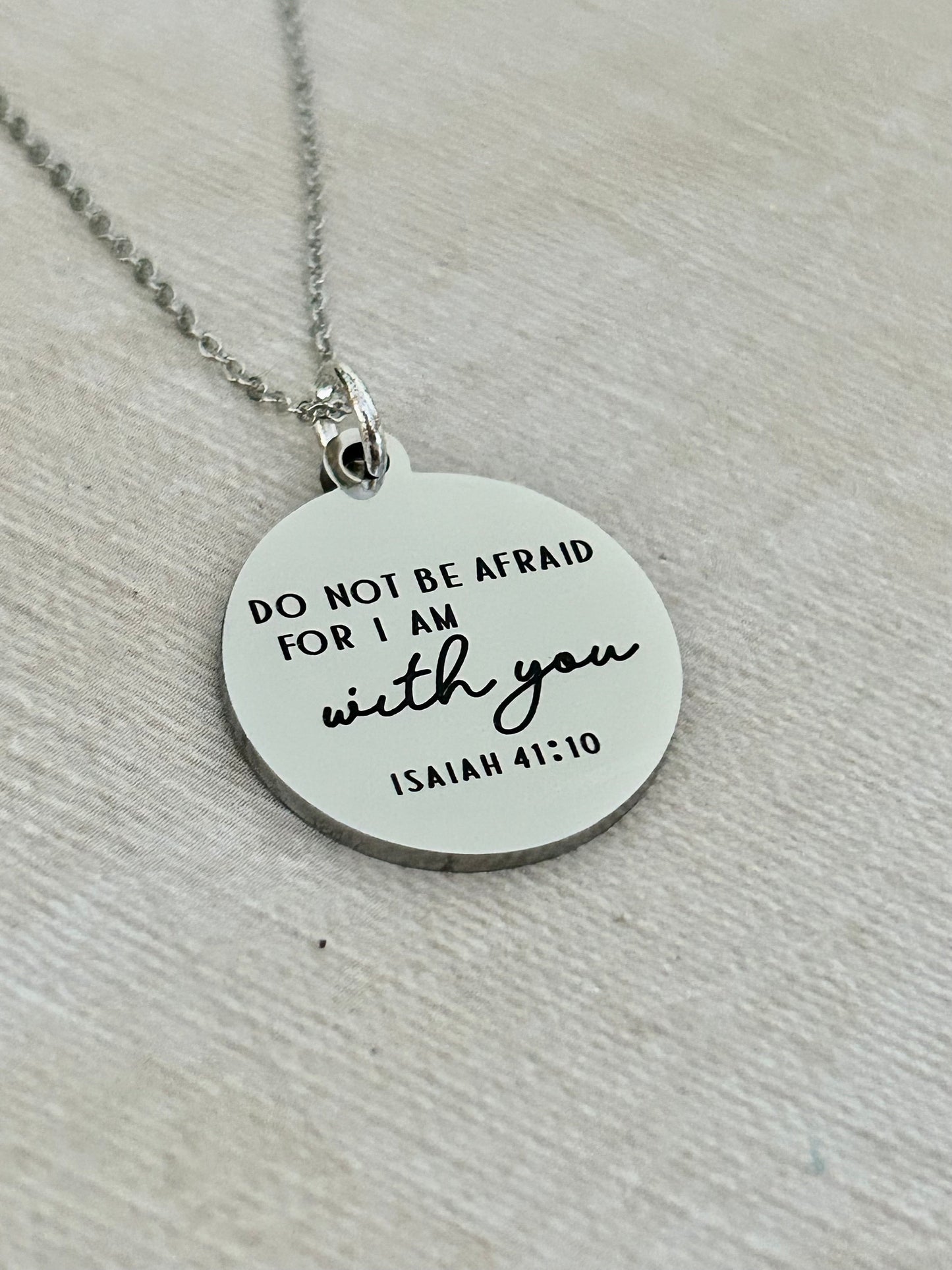 Do not be afraid for I am with you Bible Verse Gold Necklace, Isaiah 41:10, Christian Gifts, Scripture Engraved Jewelry, Motivational Gifts