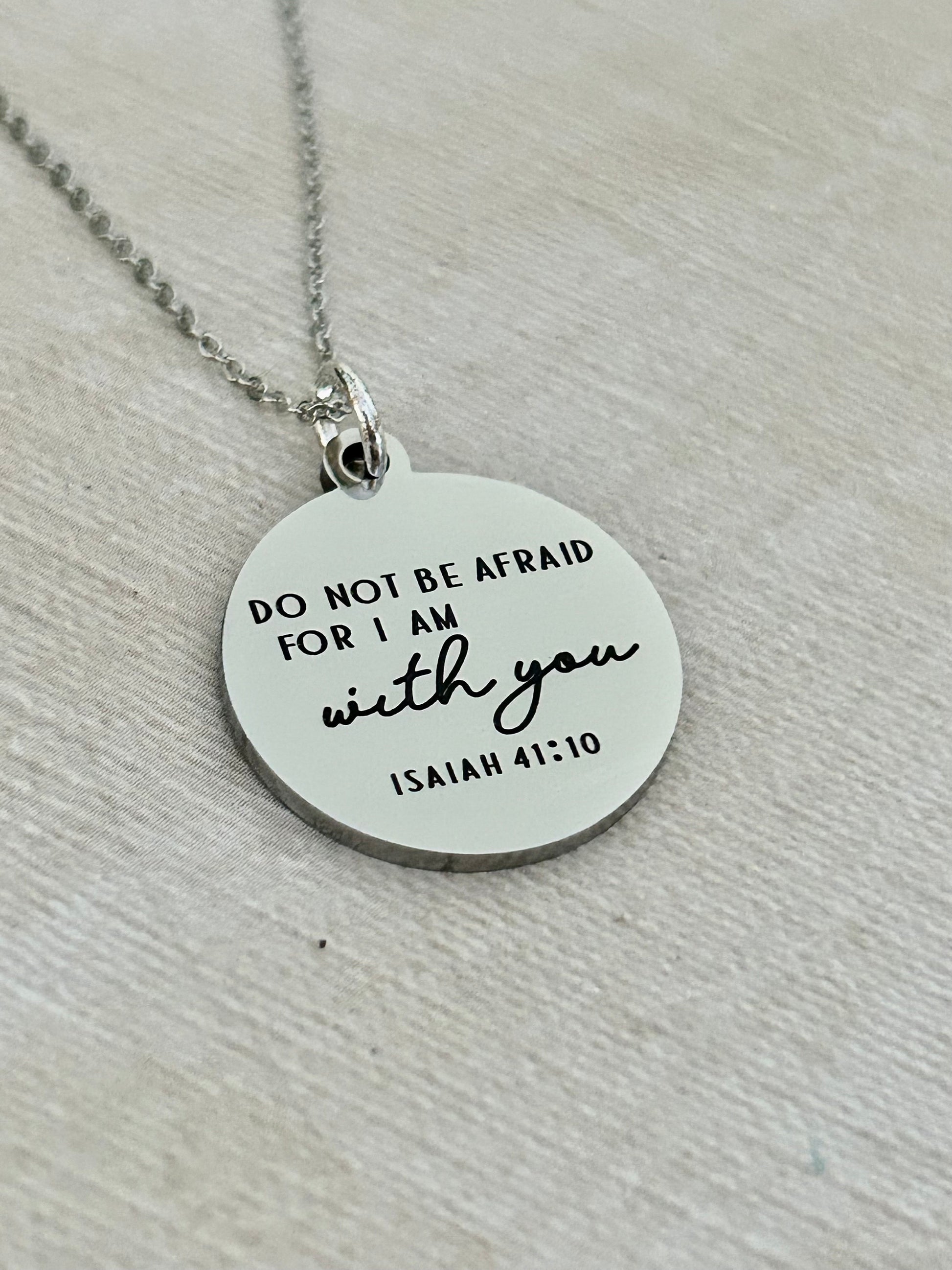 Do not be afraid for I am with you Bible Verse Gold Necklace, Isaiah 41:10, Christian Gifts, Scripture Engraved Jewelry, Motivational Gifts