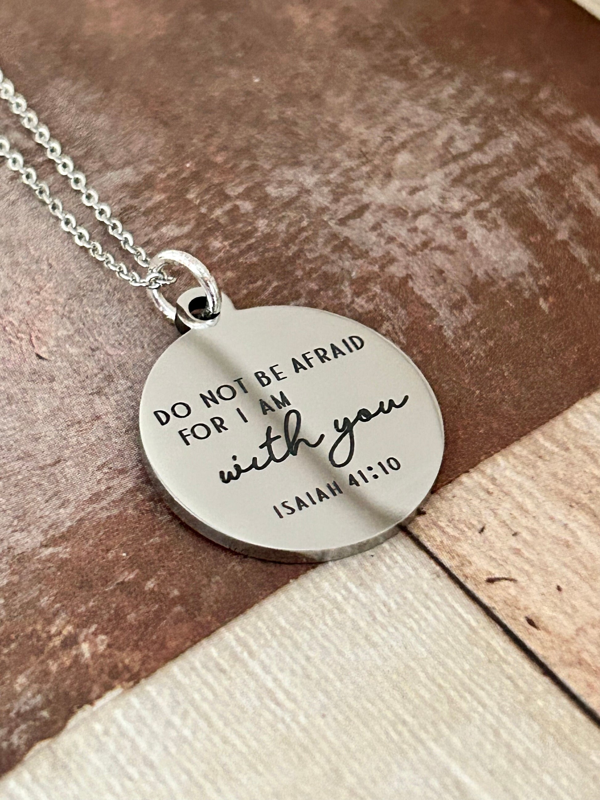 Do not be afraid for I am with you Bible Verse Gold Necklace, Isaiah 41:10, Christian Gifts, Scripture Engraved Jewelry, Motivational Gifts