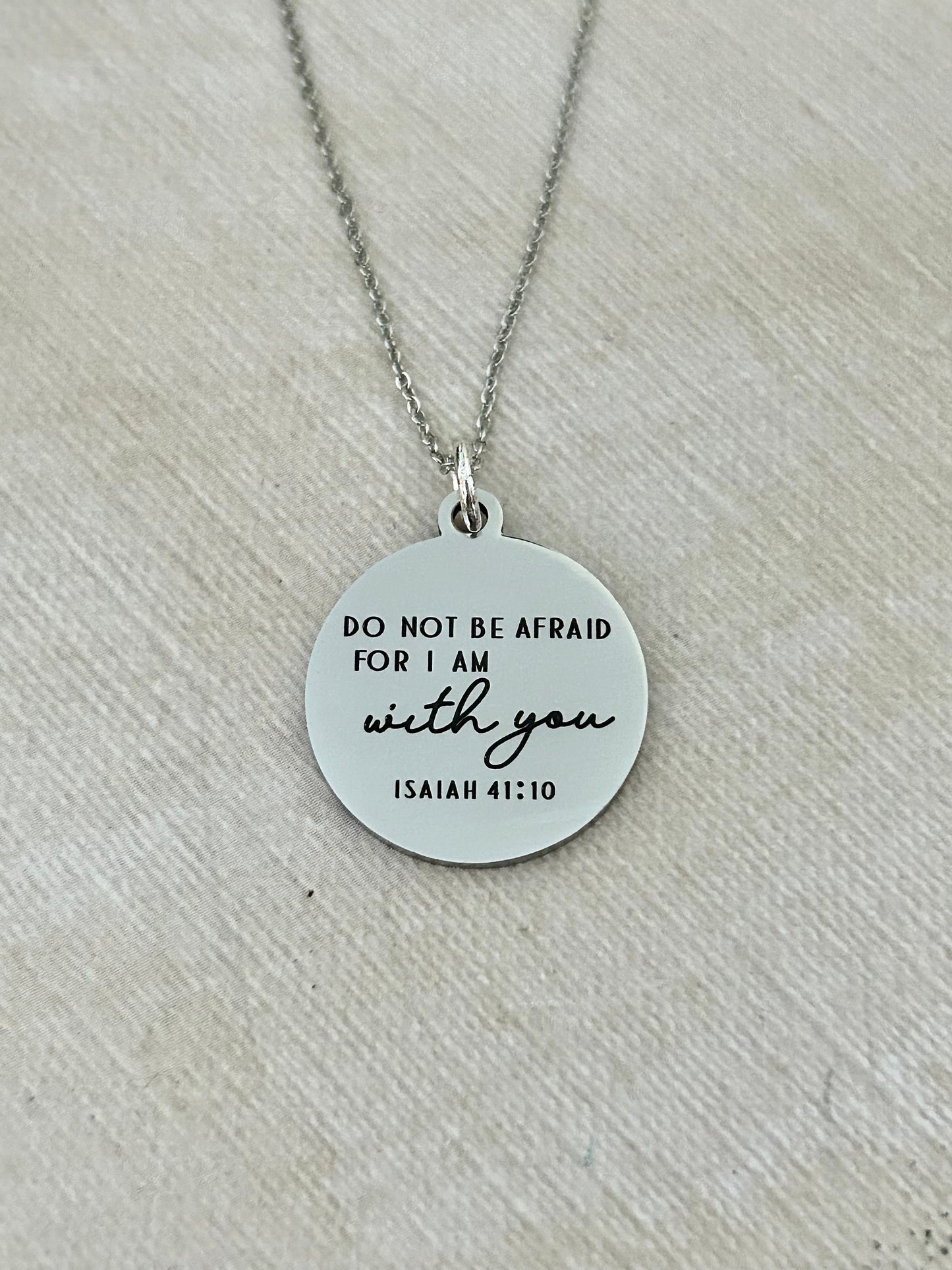 Do not be afraid for I am with you Bible Verse Gold Necklace, Isaiah 41:10, Christian Gifts, Scripture Engraved Jewelry, Motivational Gifts