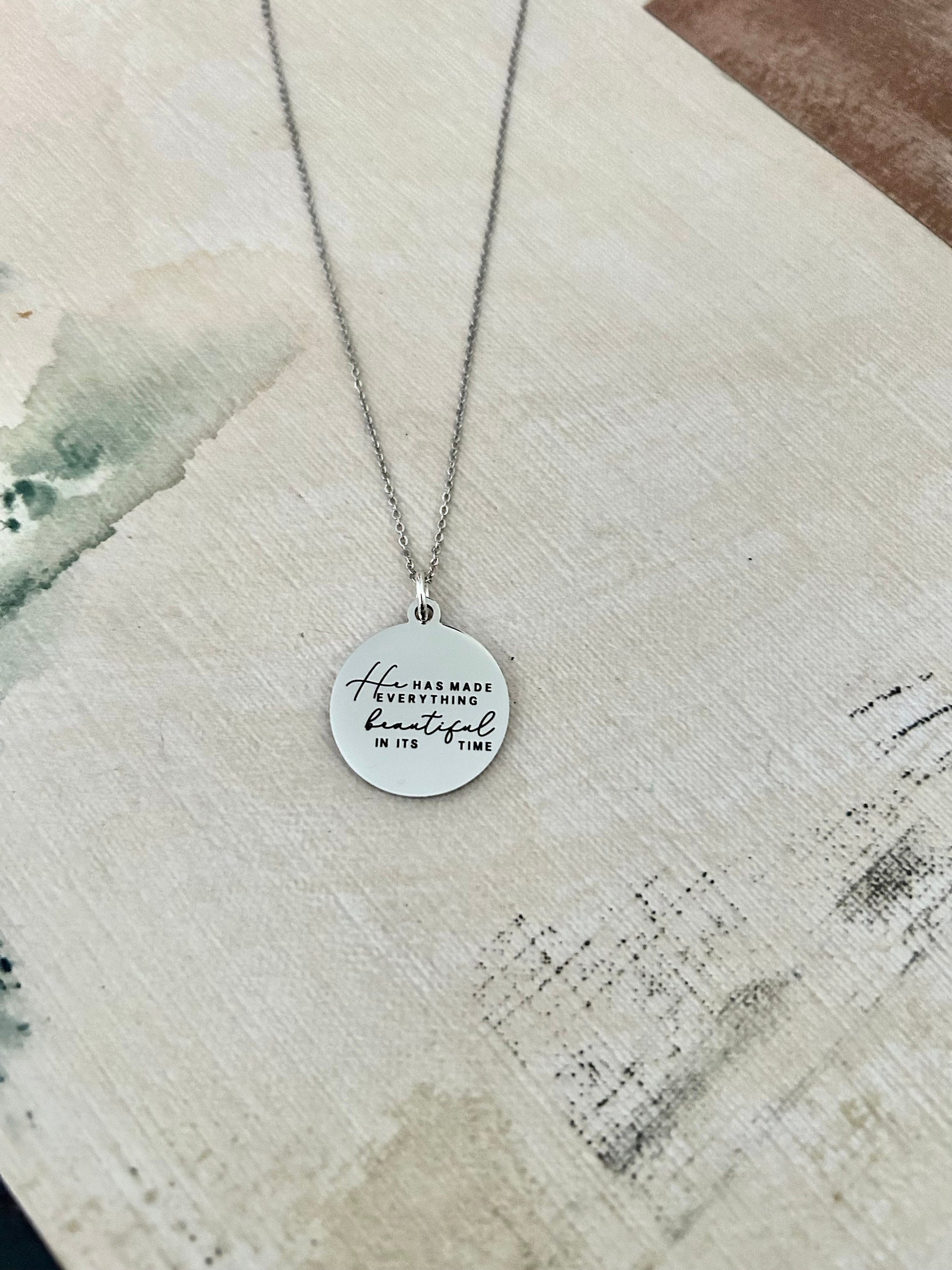 He has Made Everything Beautiful in its Time Silver Necklace, Bible Verse Jewelry, Christian Gifts, Scripture Personalized Necklace Charms