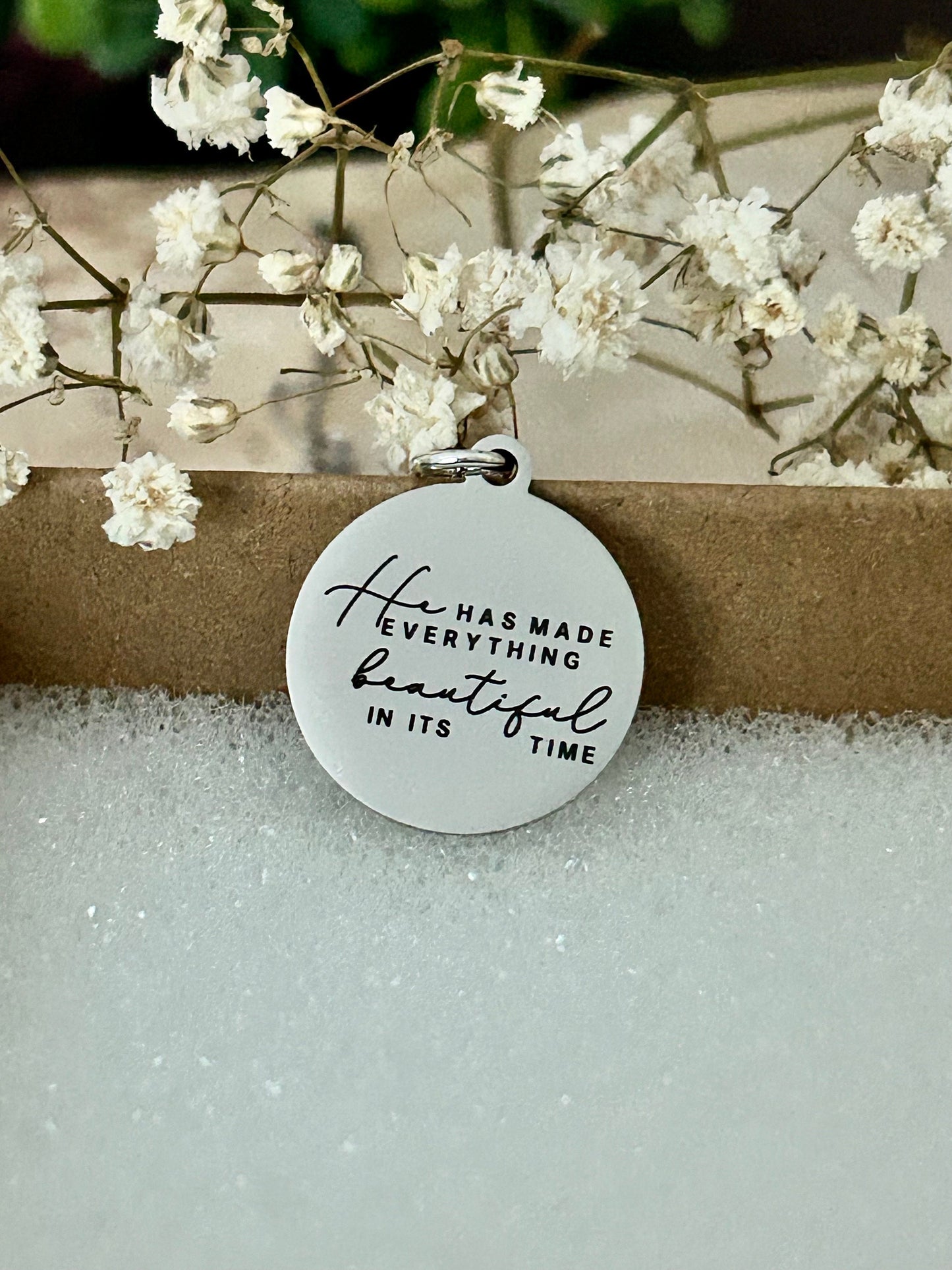 He has Made Everything Beautiful in its Time Silver Necklace, Bible Verse Jewelry, Christian Gifts, Scripture Personalized Necklace Charms