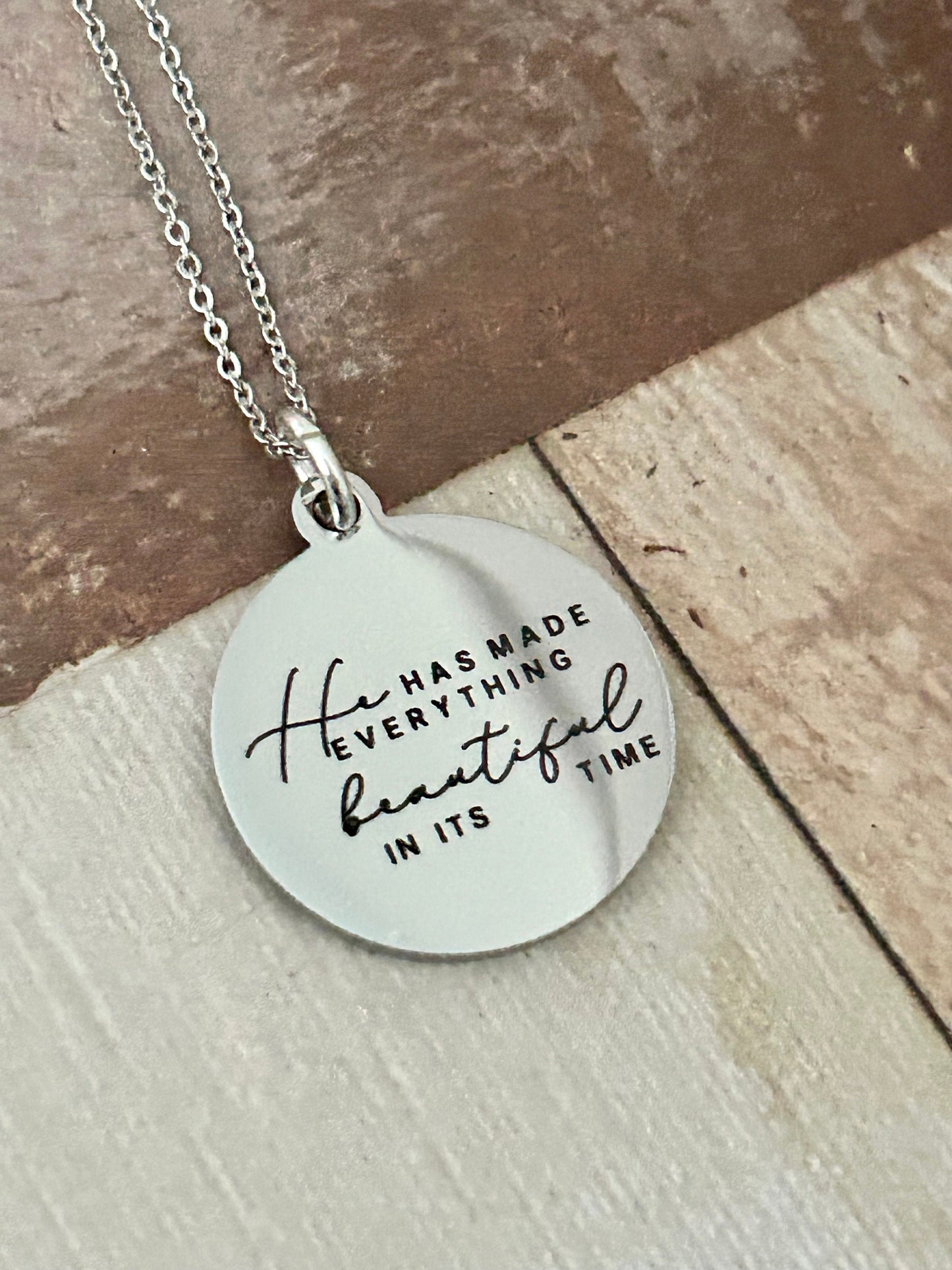 He has Made Everything Beautiful in its Time Silver Necklace, Bible Verse Jewelry, Christian Gifts, Scripture Personalized Necklace Charms