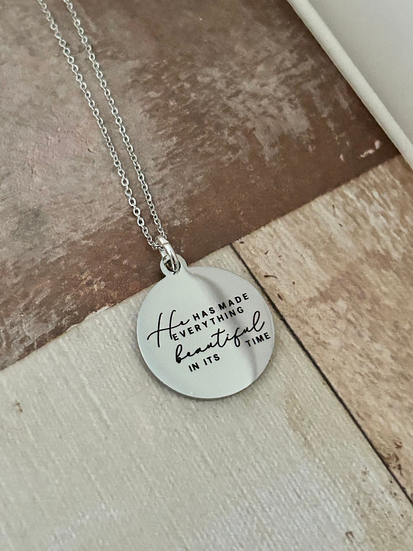 He has Made Everything Beautiful in its Time Silver Necklace, Bible Verse Jewelry, Christian Gifts, Scripture Personalized Necklace Charms