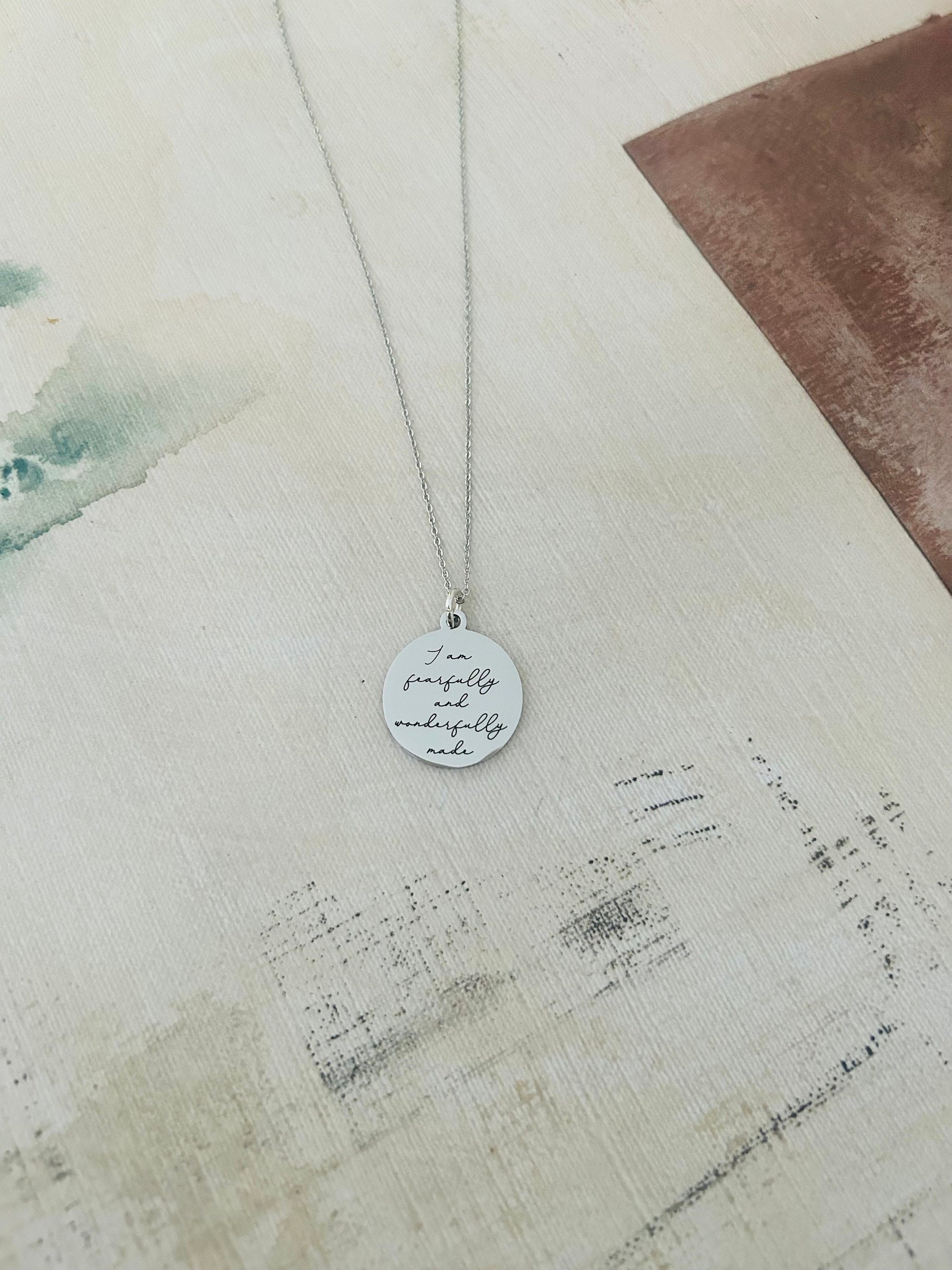I am Fearfully and Wonderfully made Silver bible verse Necklace, Christian Gifts, Scripture Jewelry, gifts for Mom, Psalm 139:1