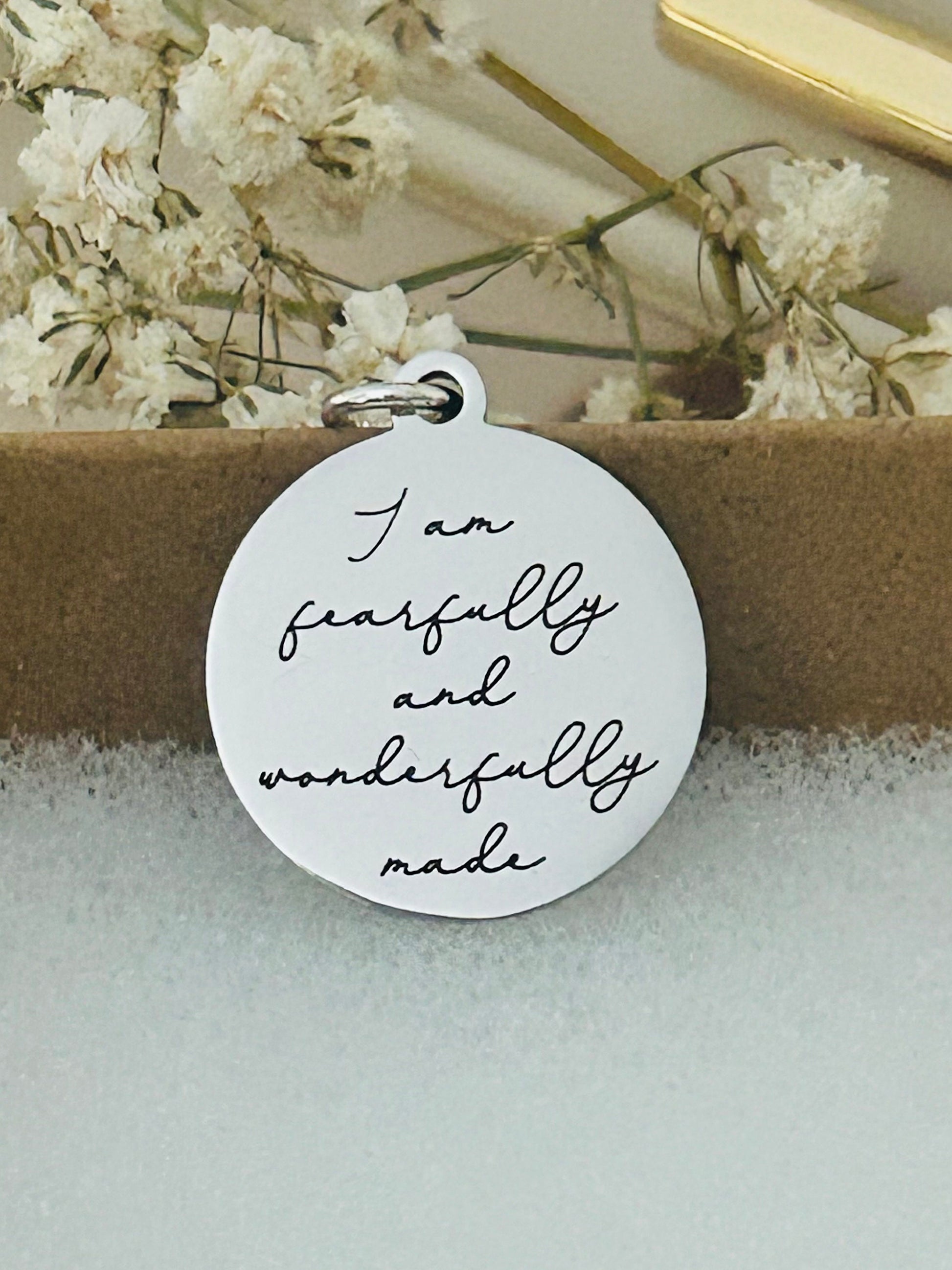 I am Fearfully and Wonderfully made Silver bible verse Necklace, Christian Gifts, Scripture Jewelry, gifts for Mom, Psalm 139:1