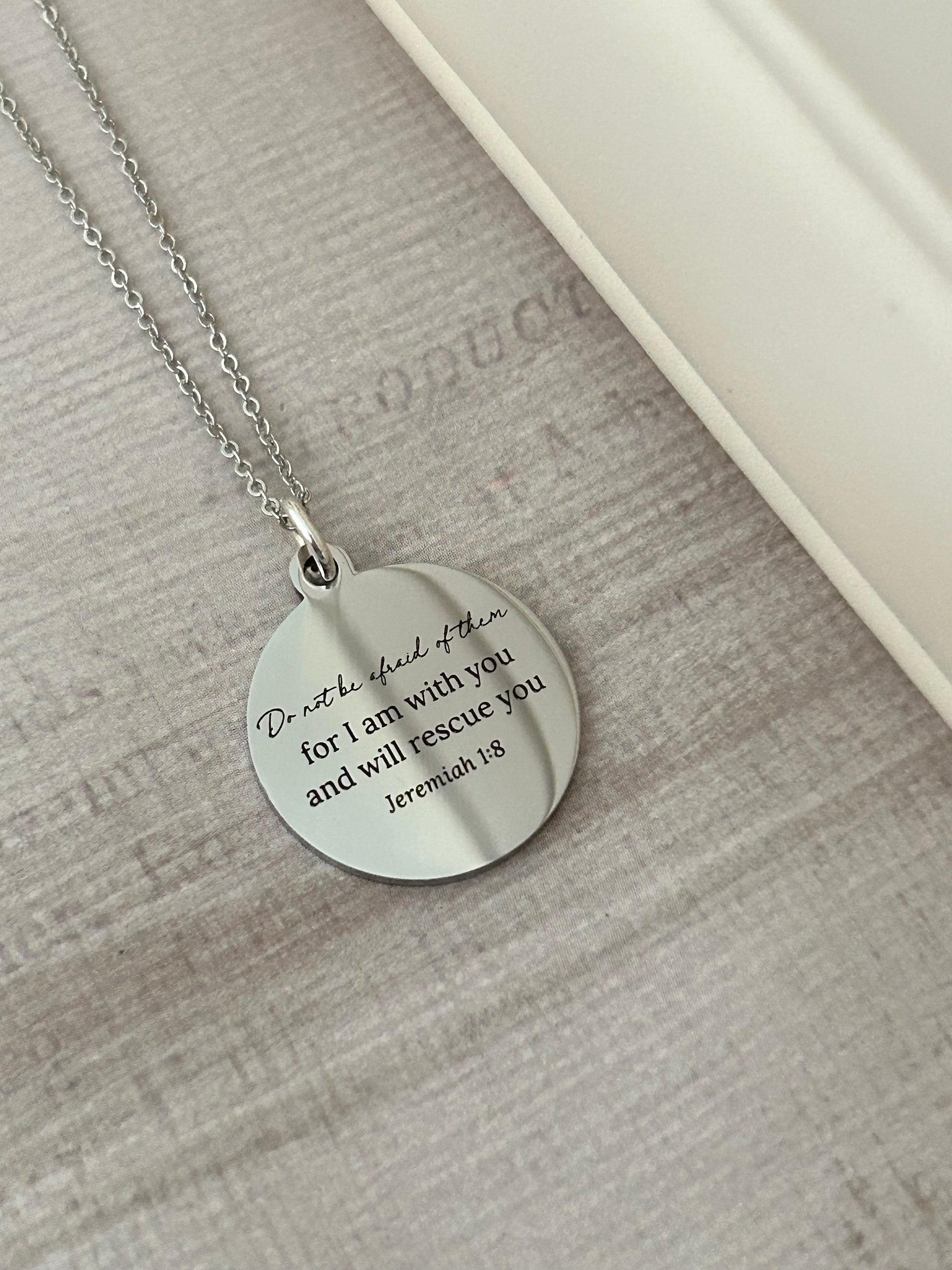 Do not be afraid for I am with you Bible Verse Gold Necklace, Jeremiah 1:8, Christian Jewelry Gifts, Scripture Personalize engraved Necklace