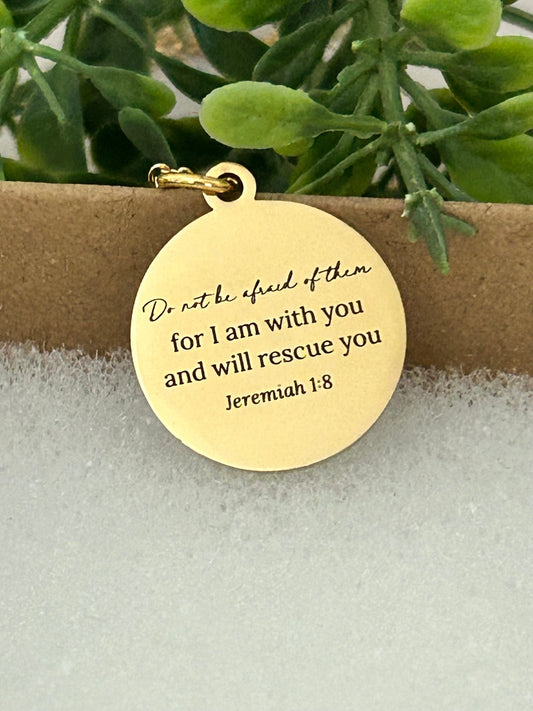 Do not be afraid for I am with you Bible Verse Gold Necklace, Christian Gifts, Scripture Personalized Engraved Jewelry, Jeremiah 1:8