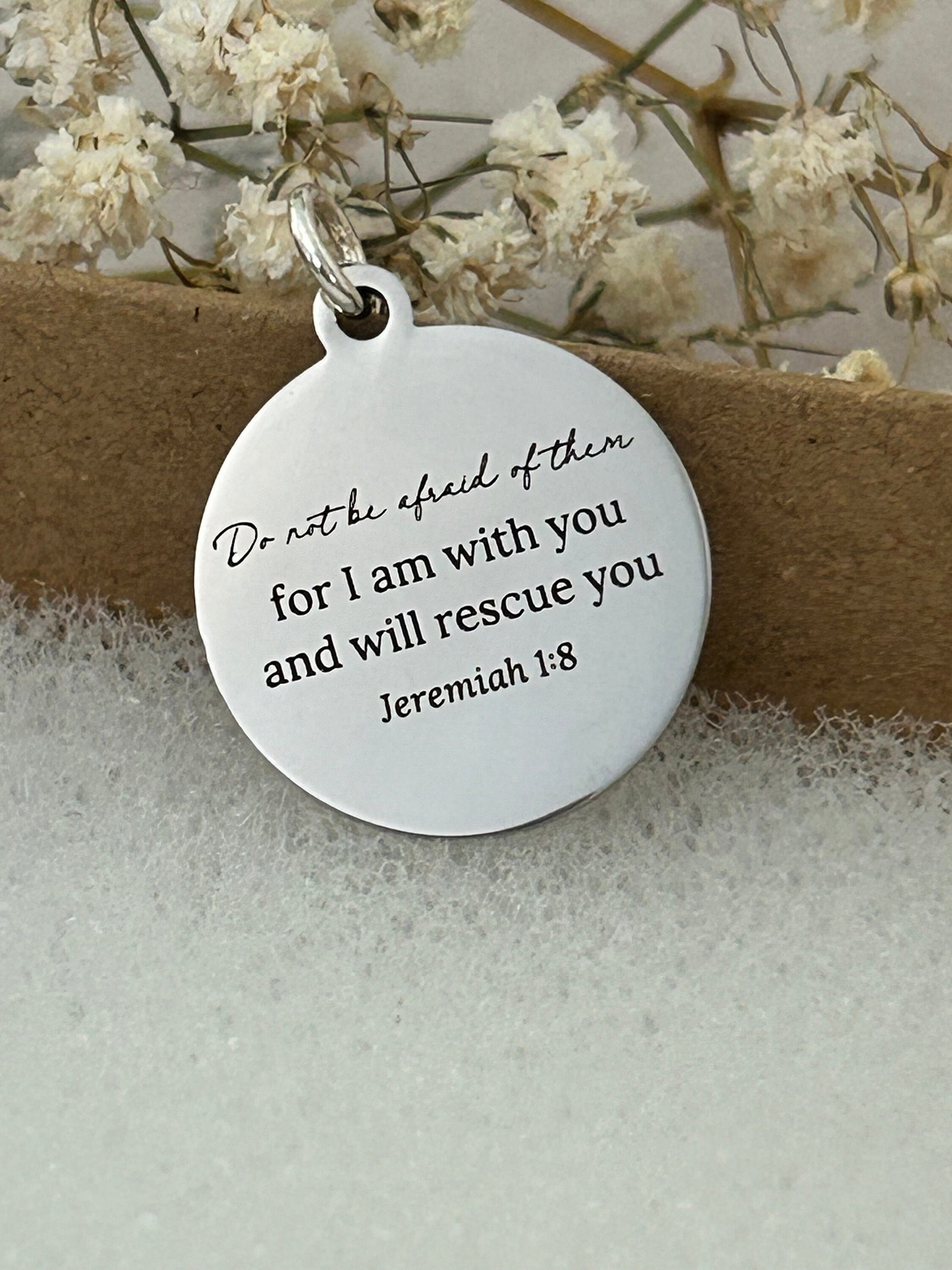 Do not be afraid for I am with you Bible Verse Gold Necklace, Jeremiah 1:8, Christian Jewelry Gifts, Scripture Personalize engraved Necklace