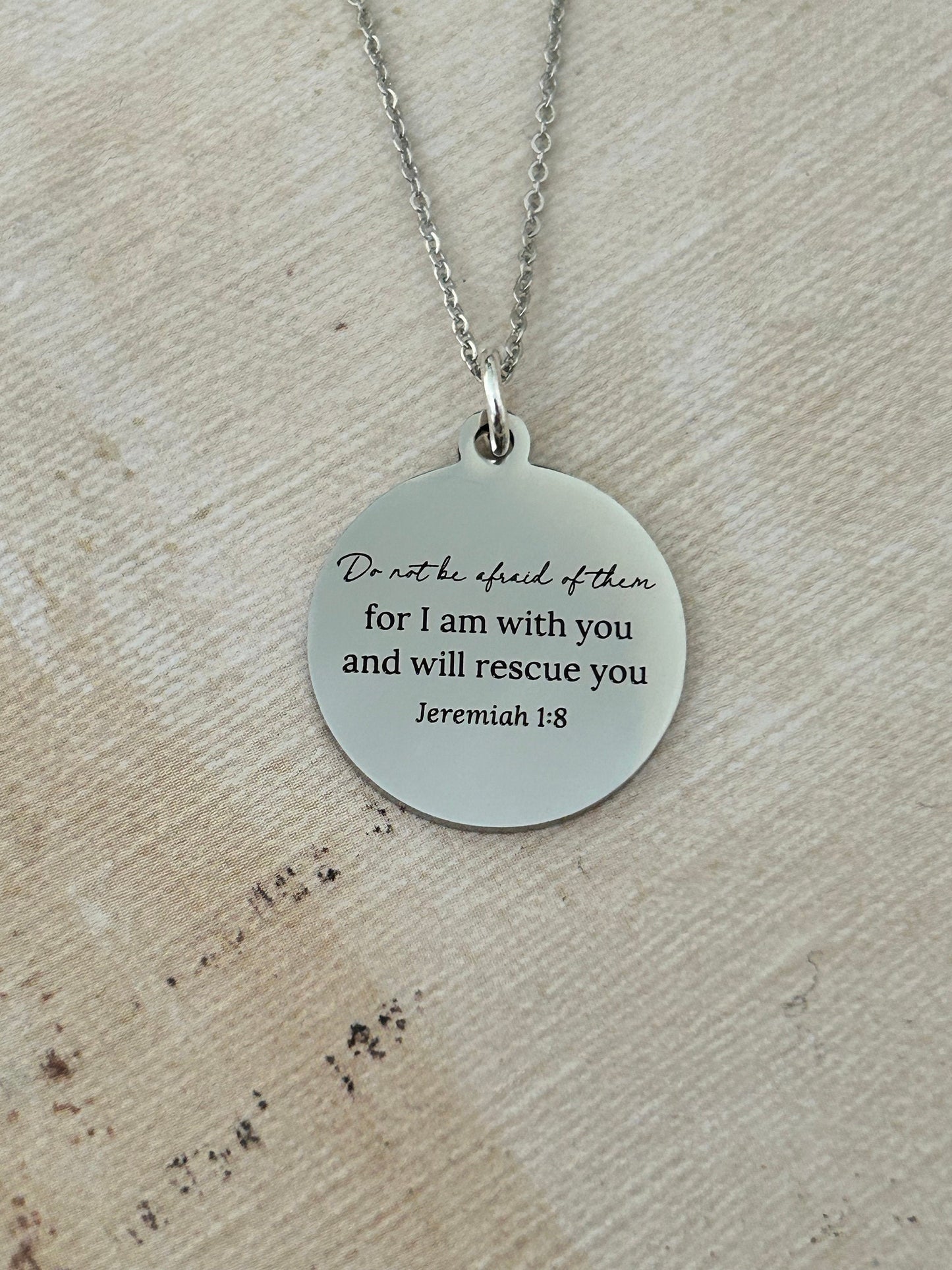 Do not be afraid for I am with you Bible Verse Gold Necklace, Jeremiah 1:8, Christian Jewelry Gifts, Scripture Personalize engraved Necklace