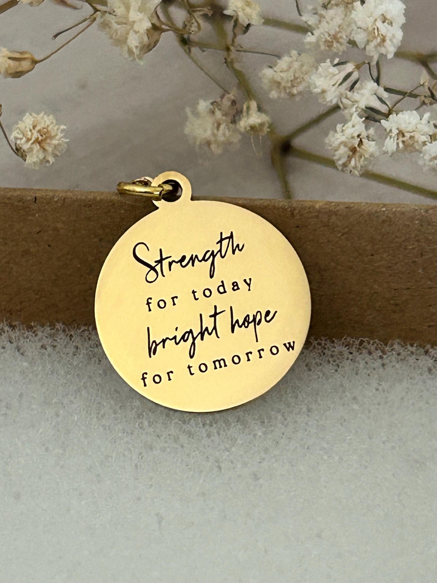 Gold Plated Inspirational Necklace: Personalized Christian Gift Strength for today Bright hope for Tomorrow
