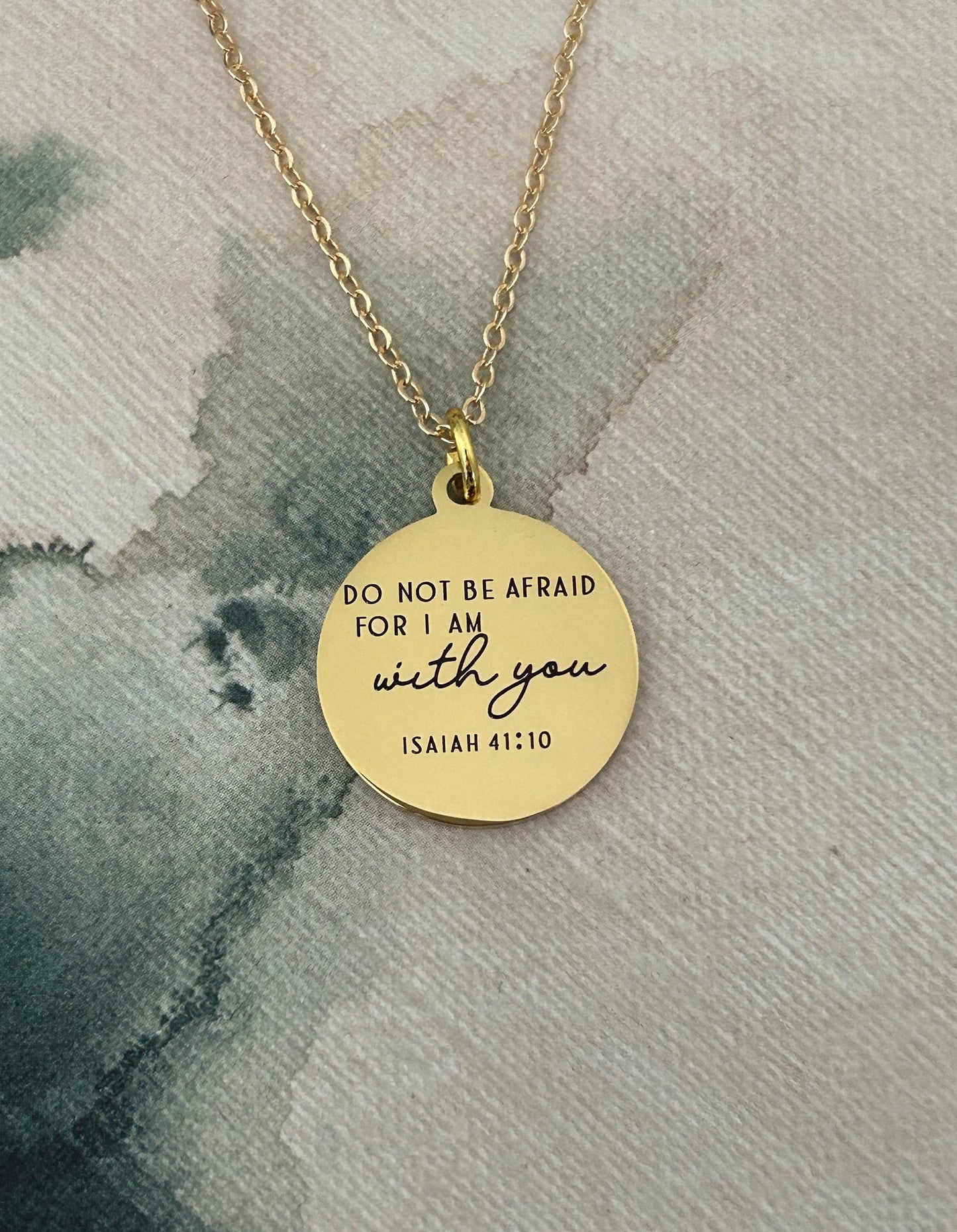 Do not be afraid for I am with you Bible Verse Gold Necklace, Isaiah 41:10, Christian Jewelry Gifts, Scripture Personalize engraved Necklace