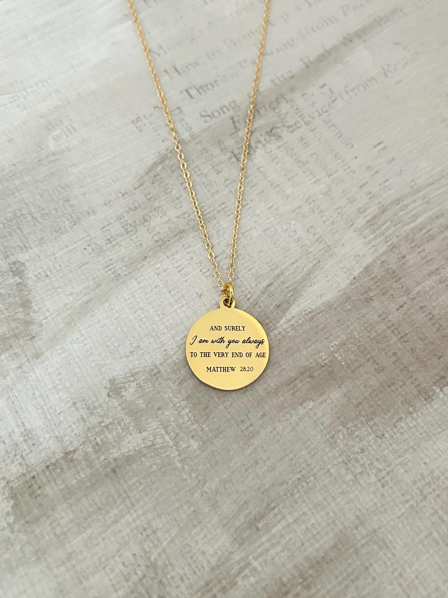 I am with you always Mathew 28:20 Bible Necklace Christian Gifts Scripture Jewelry