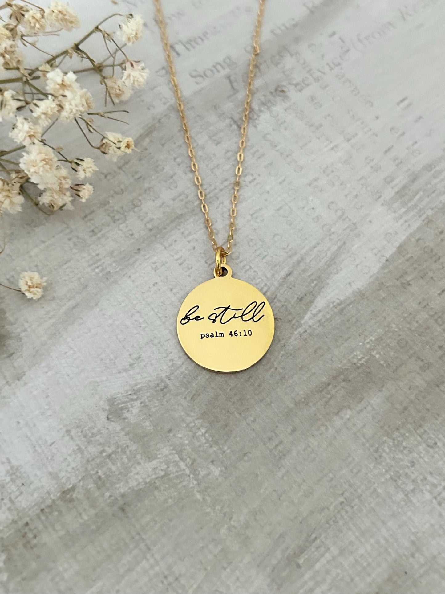 Be Still Gold Necklace, Bible Verse Psalm 46:10, Christian Women Gifts, Scripture Jewelry, Motivational Faith Gifts, Christian Necklace