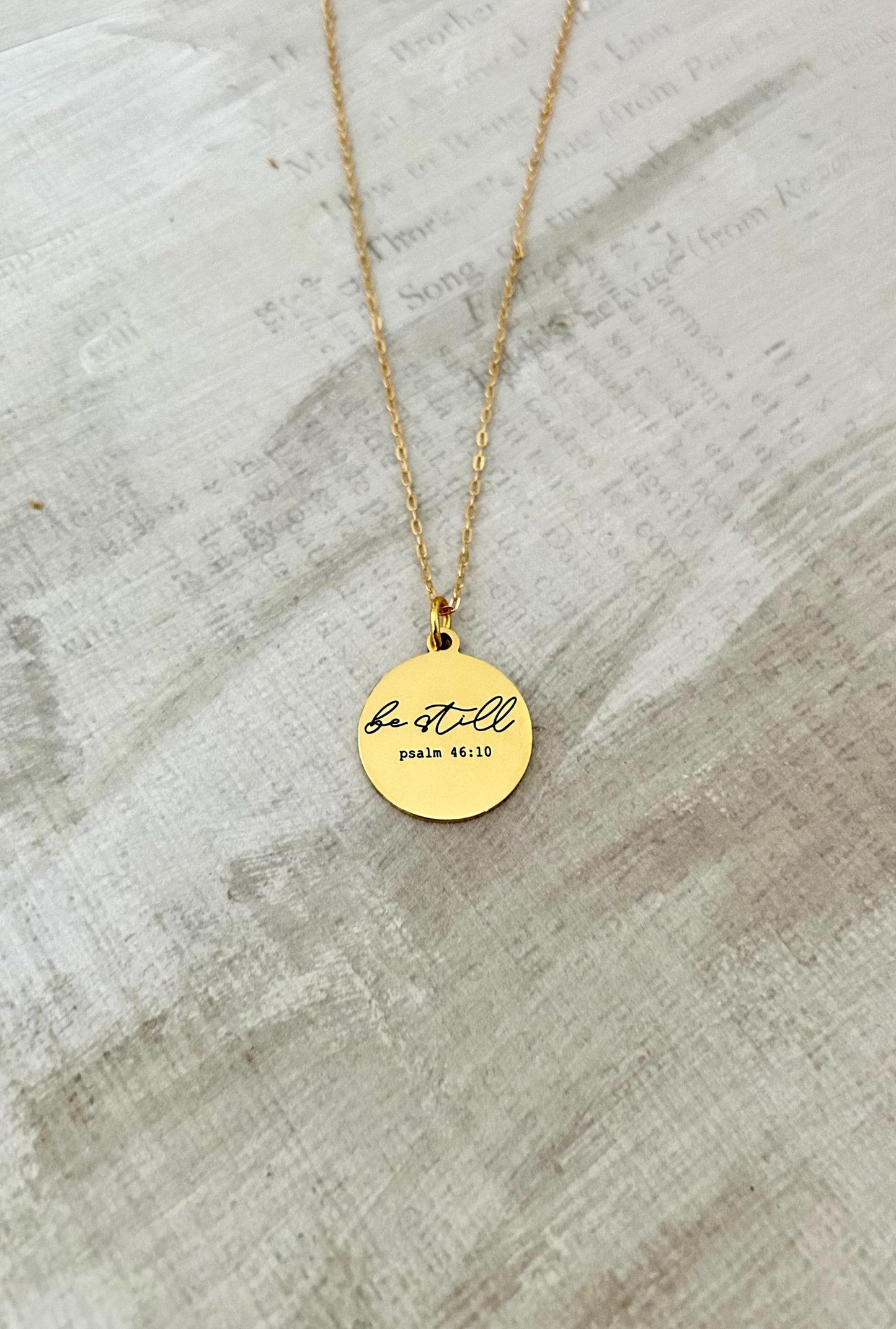 Be Still Bible Verse Gold Necklace, Psalm 46:10, 16K Gold Plated, Christian Gifts, Scripture Jewelry, Mothers Day Gift, Faith Necklace