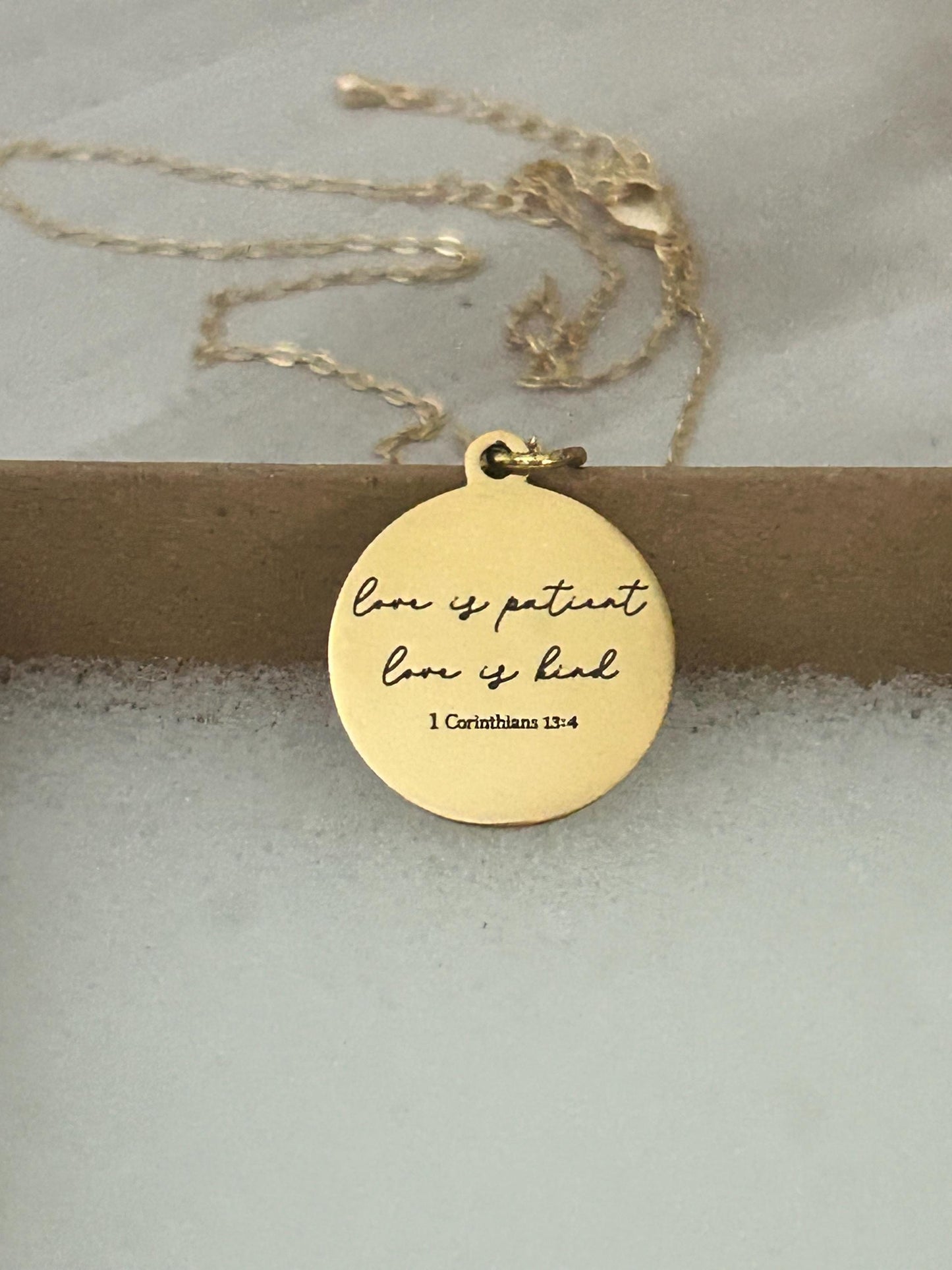 Love Bible Verse Necklace with 1 Corinthians 13 Scripture, Christian Gifts, Faith Jewelry, Wedding Gift, 16K Gold Plated