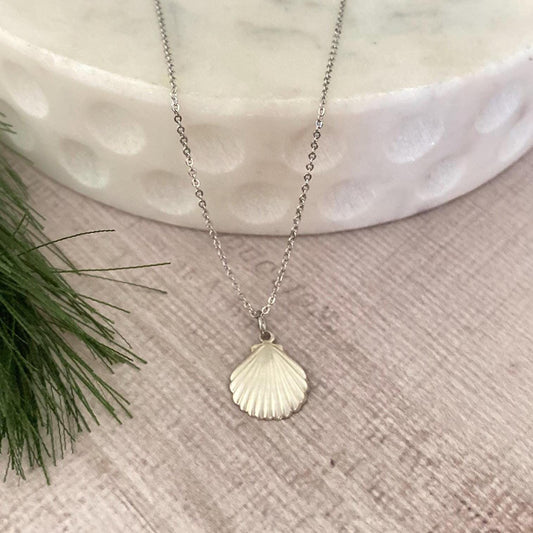 Dainty Seashell Silver Necklace Tiny Pendant Beach Gift Sea Charms Scallop Shell Summer Jewelry Minimalist