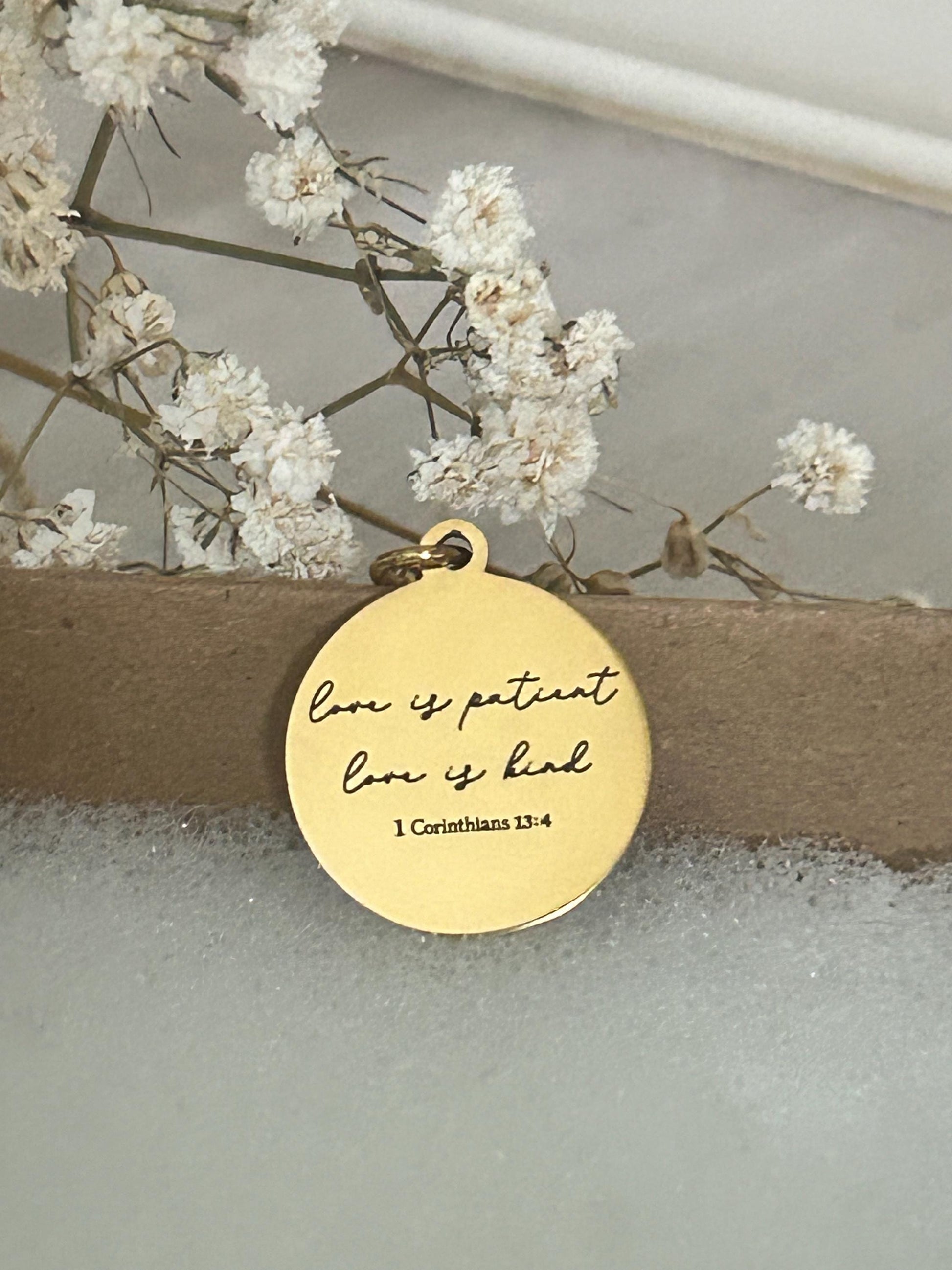 Love is Patient Love is Kind Bible Verse Necklace, Christian Gifts, Scripture Jewelry, Wedding Gift, Gifts for Mom, Love Necklace, Birthday