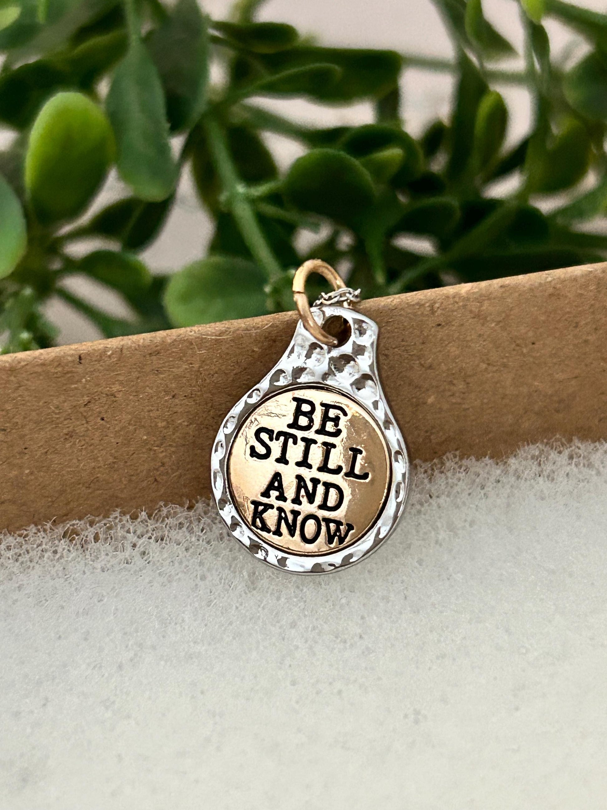 Be Still and Know Bible Verse Necklace, Dainty Silver Necklace, Scripture Jewelry, Christian Gifts, Motivational Charms, Baptism, Easter