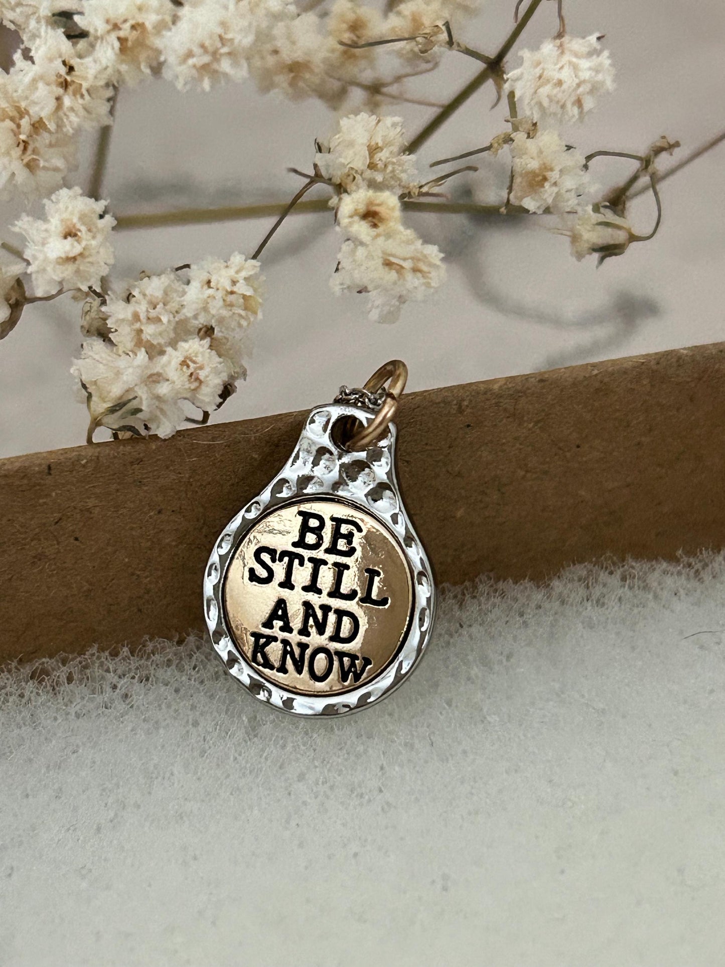 Be Still and Know Bible Verse Necklace, Dainty Silver Necklace, Scripture Jewelry, Christian Gifts, Motivational Charms, Baptism, Easter