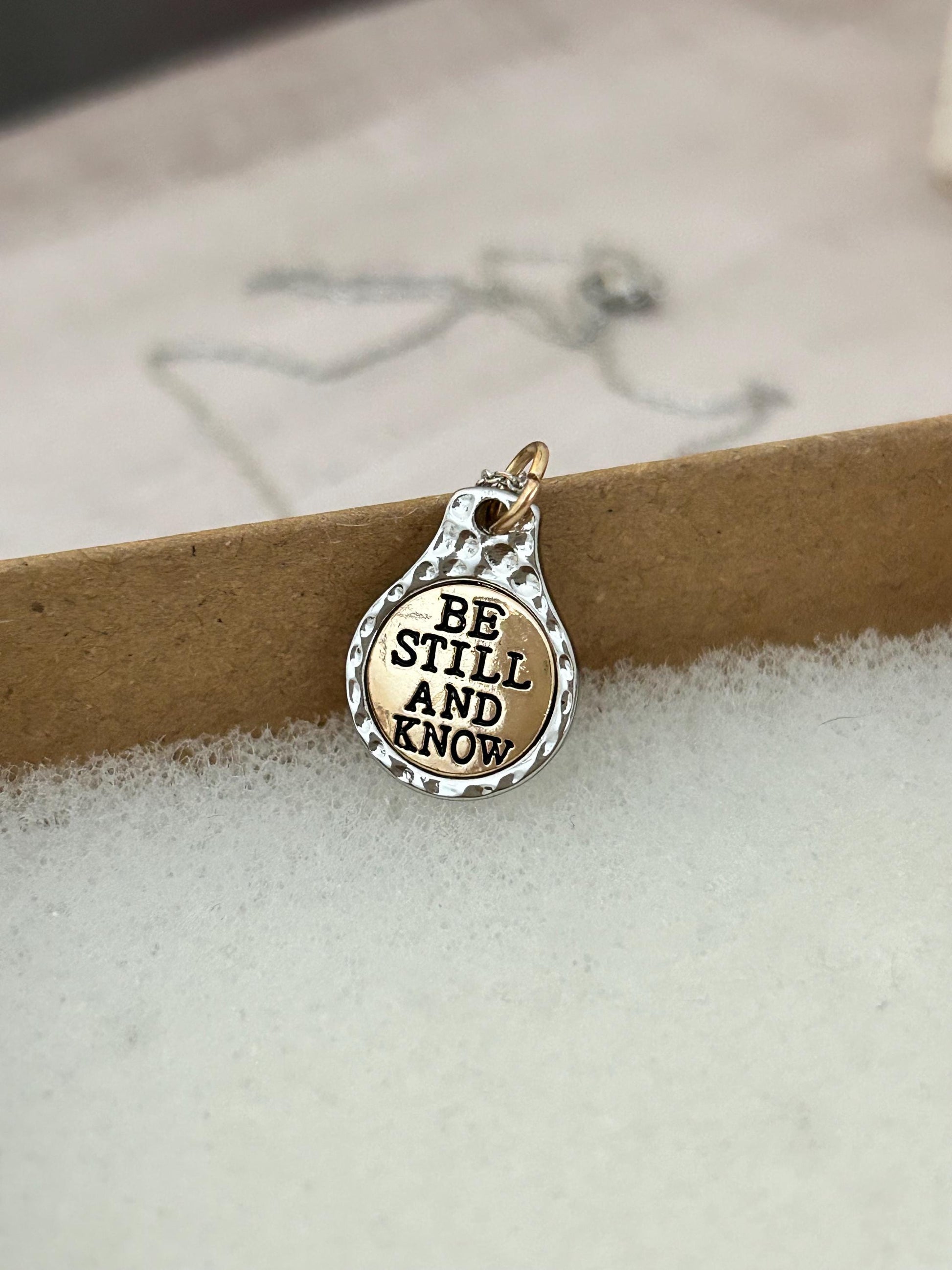 Be Still and Know Bible Verse Necklace, Dainty Silver Necklace, Scripture Jewelry, Christian Gifts, Motivational Charms, Baptism, Easter