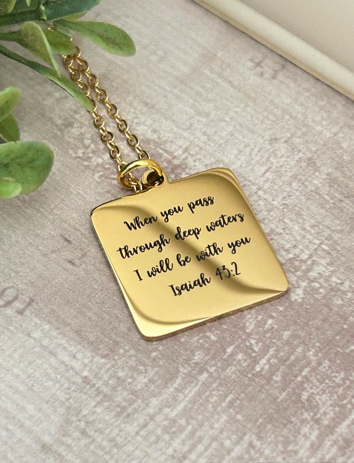 Custom Bible Verse, Scripture Necklace, Personalized Christian Jewelry, Baptism Gift, Motivational Gift for Her, Baptism Gift