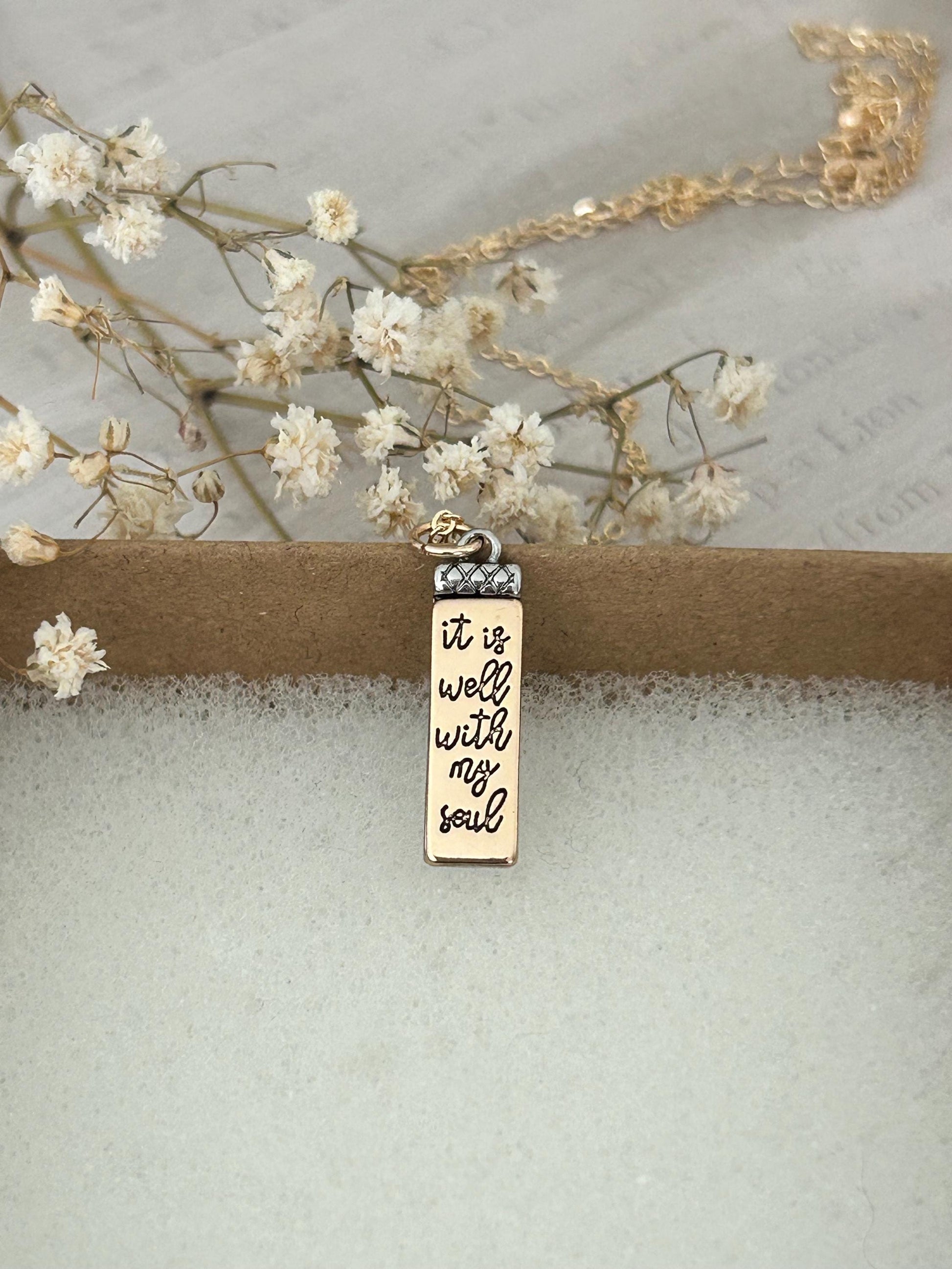 It is Well with My Soul Dainty Christian Necklace, 14K Gold Plated, Christian Gifts, Scripture Jewelry, Motivational Gifts Pendants