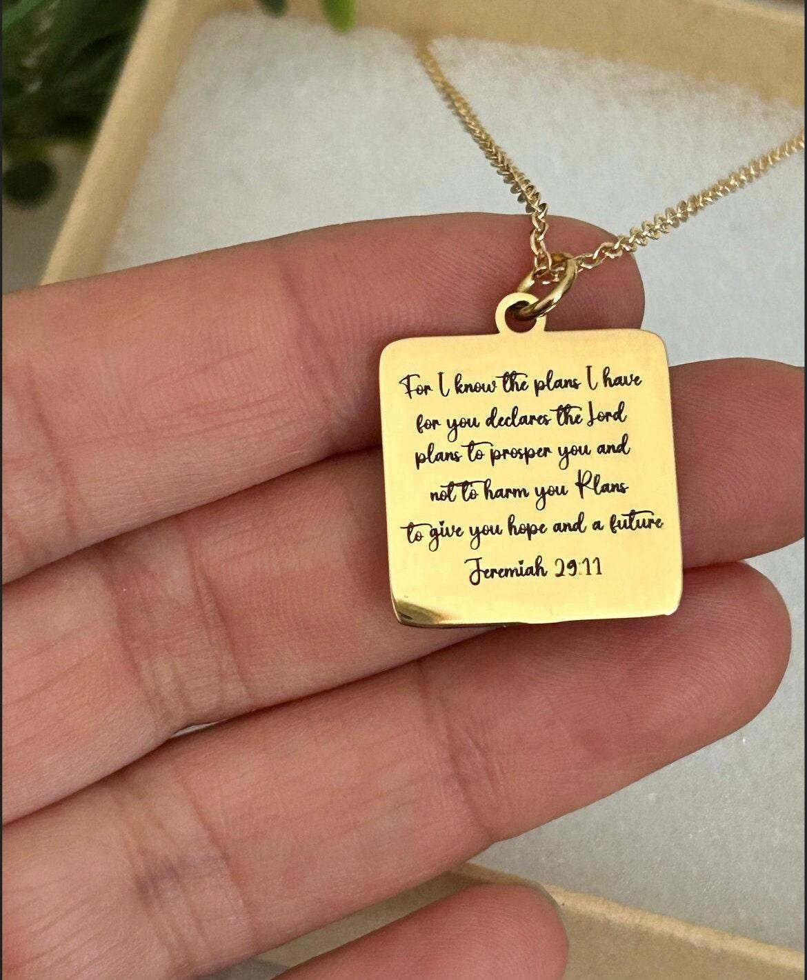 Custom Bible Verse, Scripture Necklace, Personalized Christian Jewelry, Baptism Gift, Motivational Gift for Her, Baptism Gift