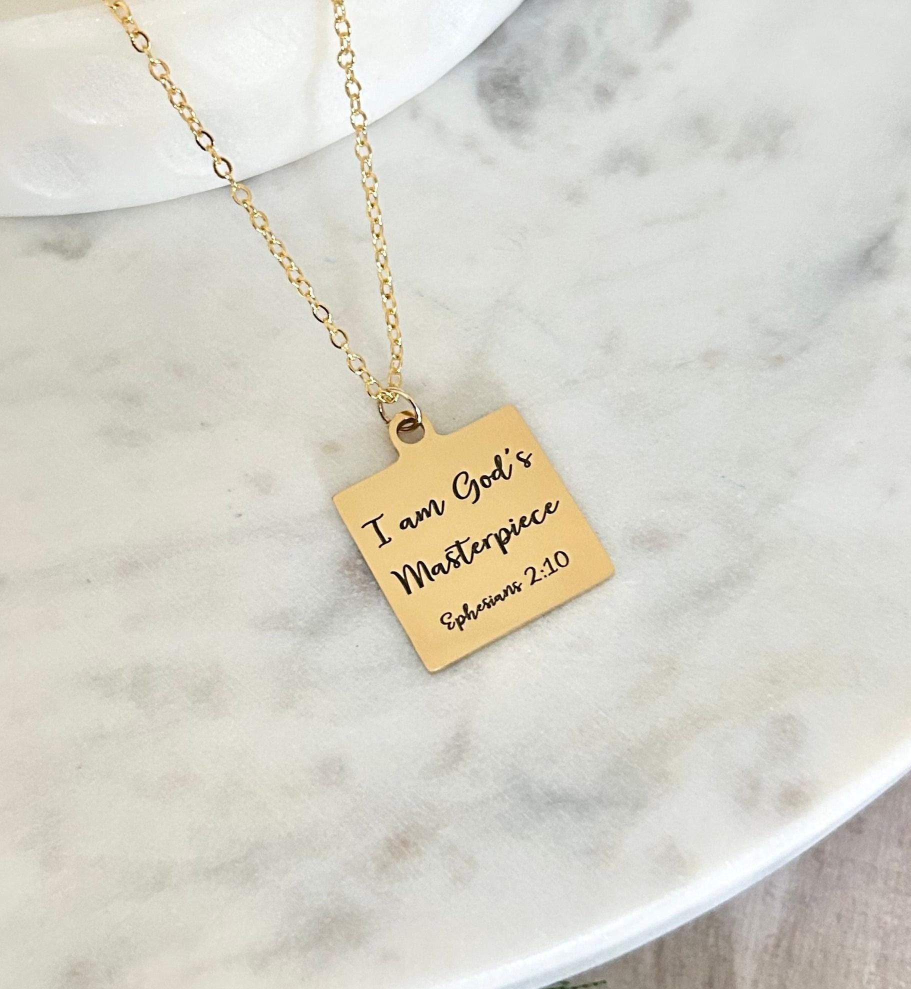 I Am Gods Masterpiece Bible Verse Necklace,Christian Gifts,Motivational Necklace,Meaningful gifts,Ephesians 2:10 Jewelry,Affirmation Baptism
