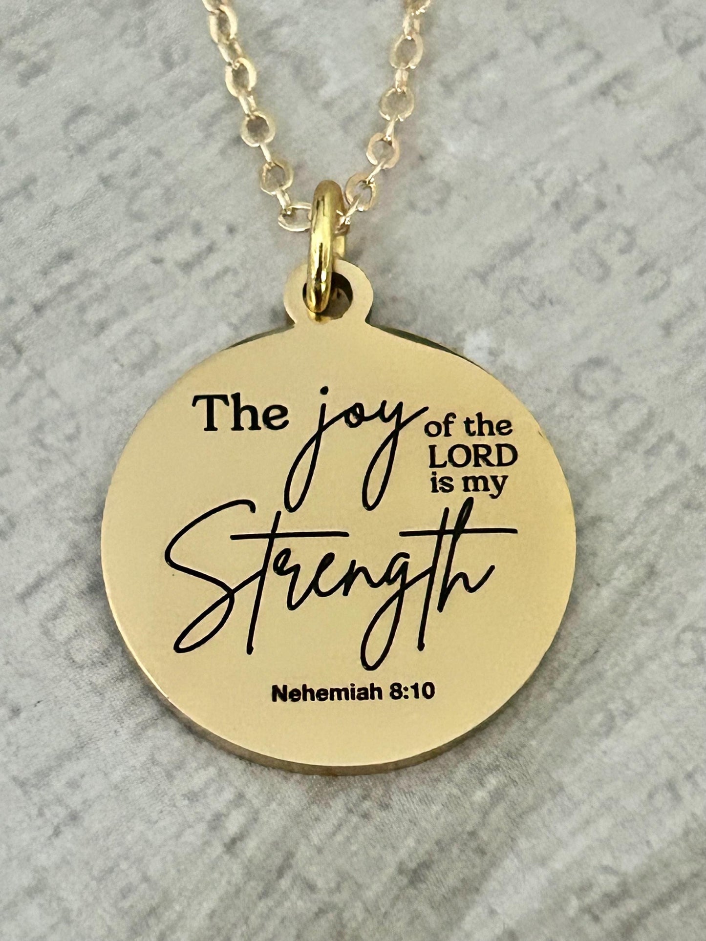 The Joy of The Lord is My Strength Christian Necklace, Bible Verse Jewelry, Christian Gifts, Motivational Gifts, Baptism, Scripture Charms