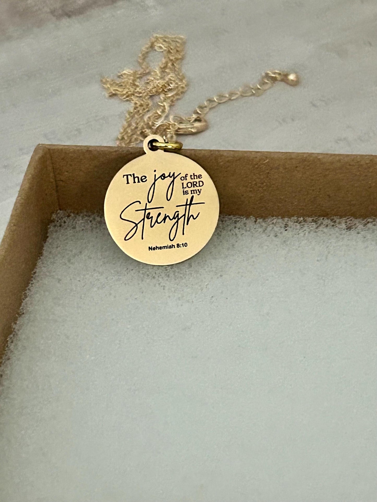 The Joy of The Lord is My Strength Christian Necklace, Bible Verse Jewelry, Christian Gifts, Motivational Gifts, Baptism, Scripture Charms