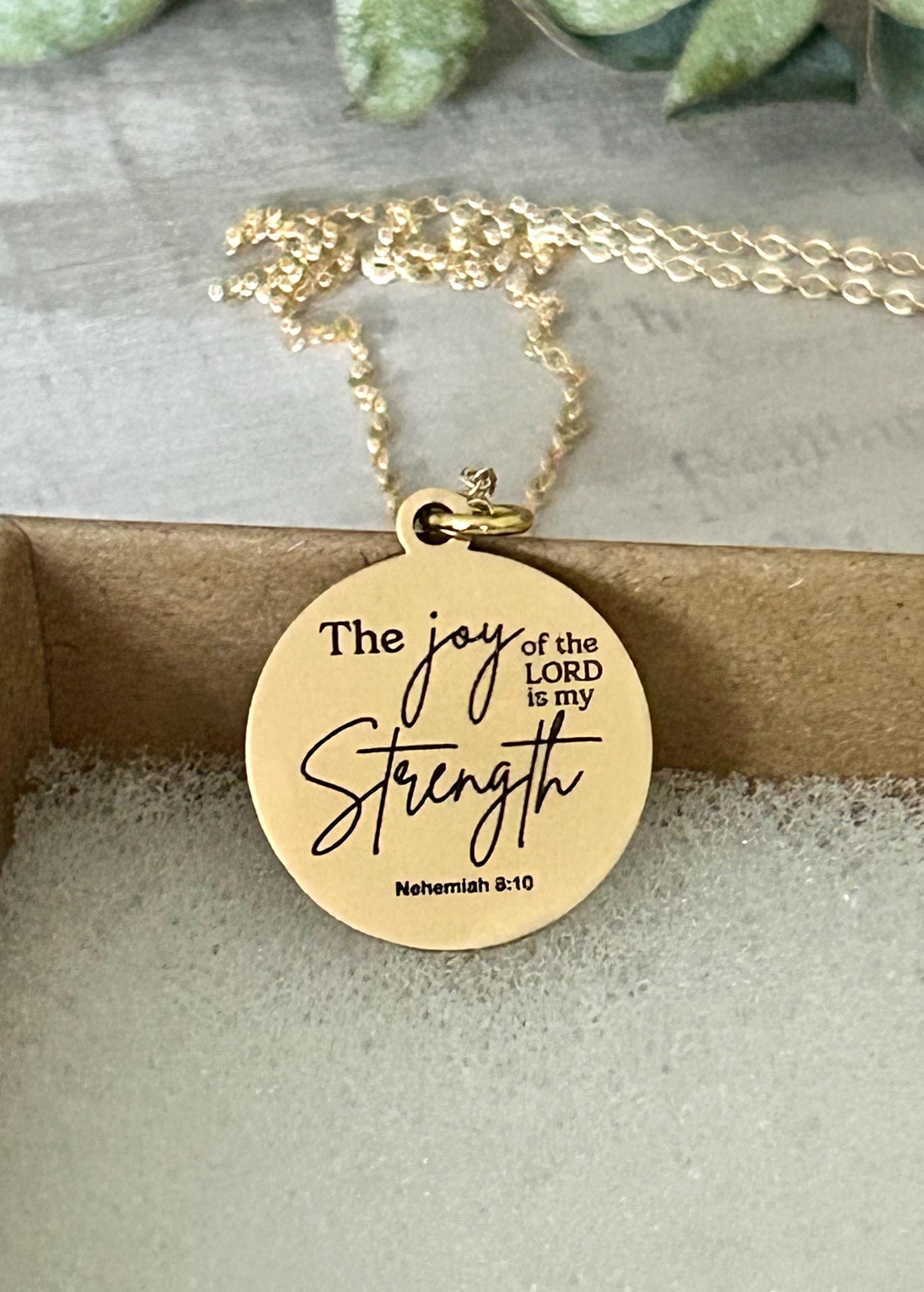 The Joy of The Lord is My Strength Christian Necklace, Bible Verse Jewelry, Christian Gifts, Motivational Gifts, Baptism, Scripture Charms