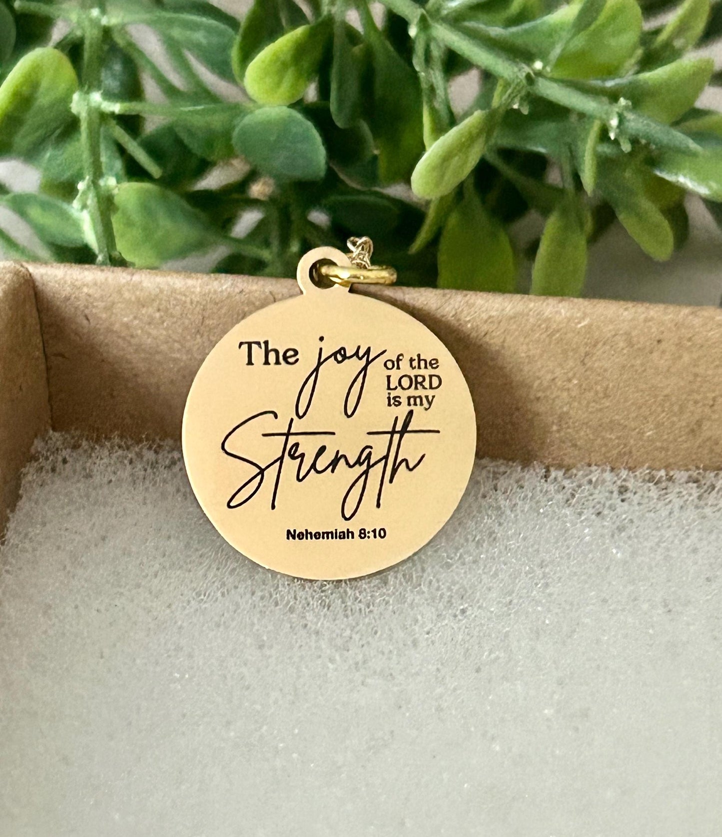 The Joy of The Lord is My Strength Christian Necklace, Bible Verse Jewelry, Christian Gifts, Motivational Gifts, Baptism, Scripture Charms