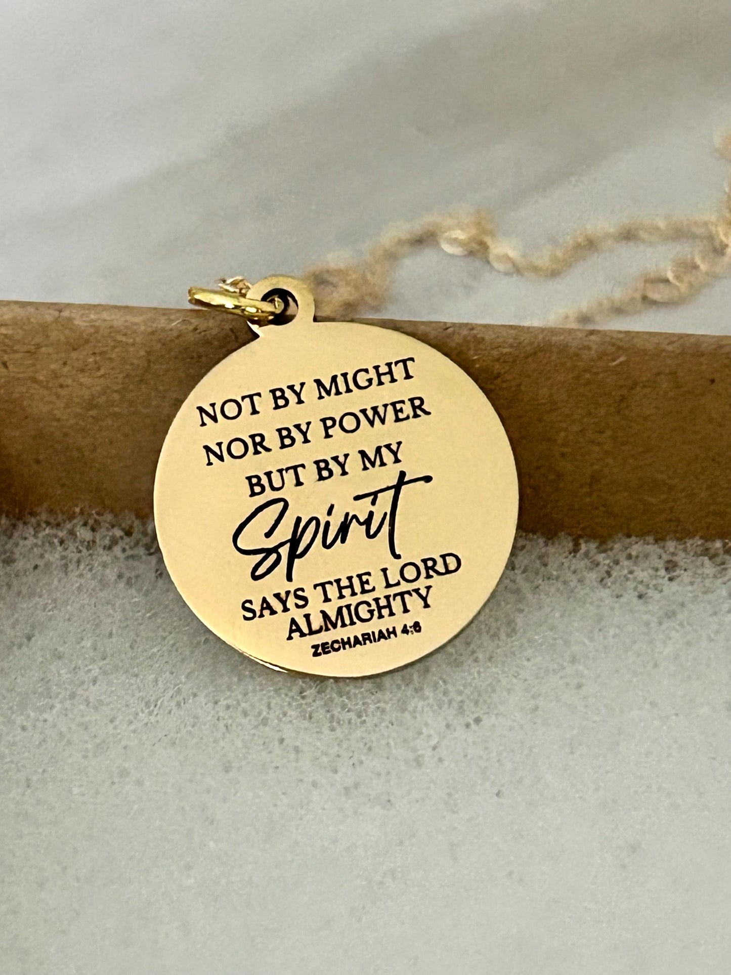 Not By Might Nor By Power But By My Spirit Says The Lord, Zechariah 4:6 Christian Gifts, Bible Gifts, Scripture Necklace Religious Jewelry