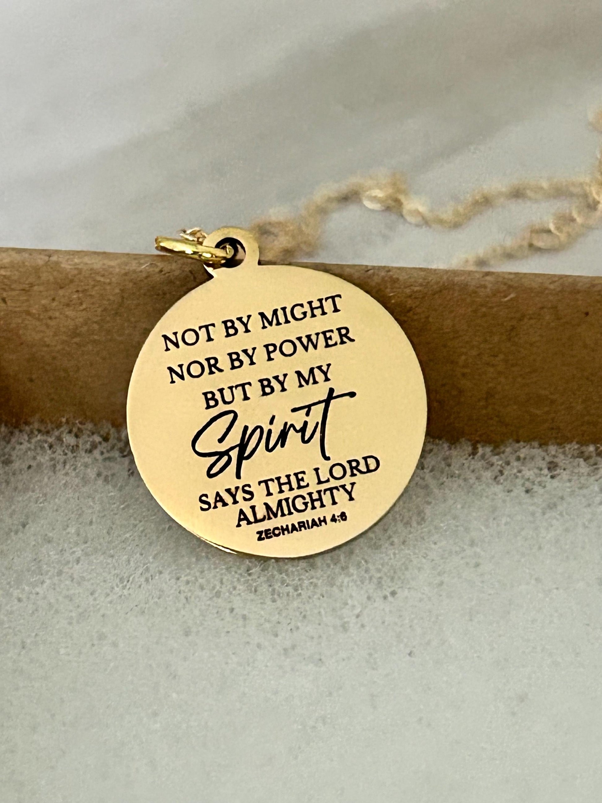 Not By Might Nor By Power But By My Spirit Says The Lord, Zechariah 4:6 Christian Gifts, Bible Gifts, Scripture Necklace Religious Jewelry