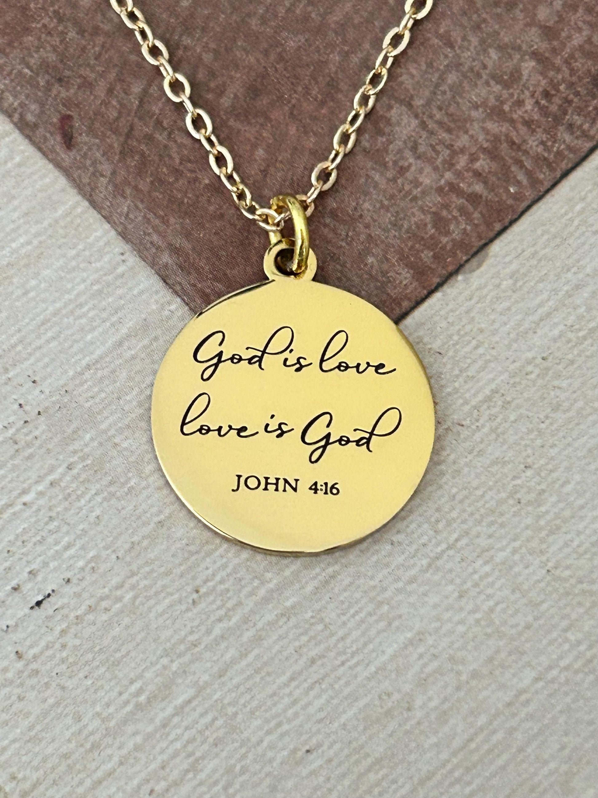 God is Love Bible Verse Necklace, John 4:16, Christian Women Gifts, Faith Jewelry, Scripture Quote Necklace, Baptism, Custom Birthday Gift