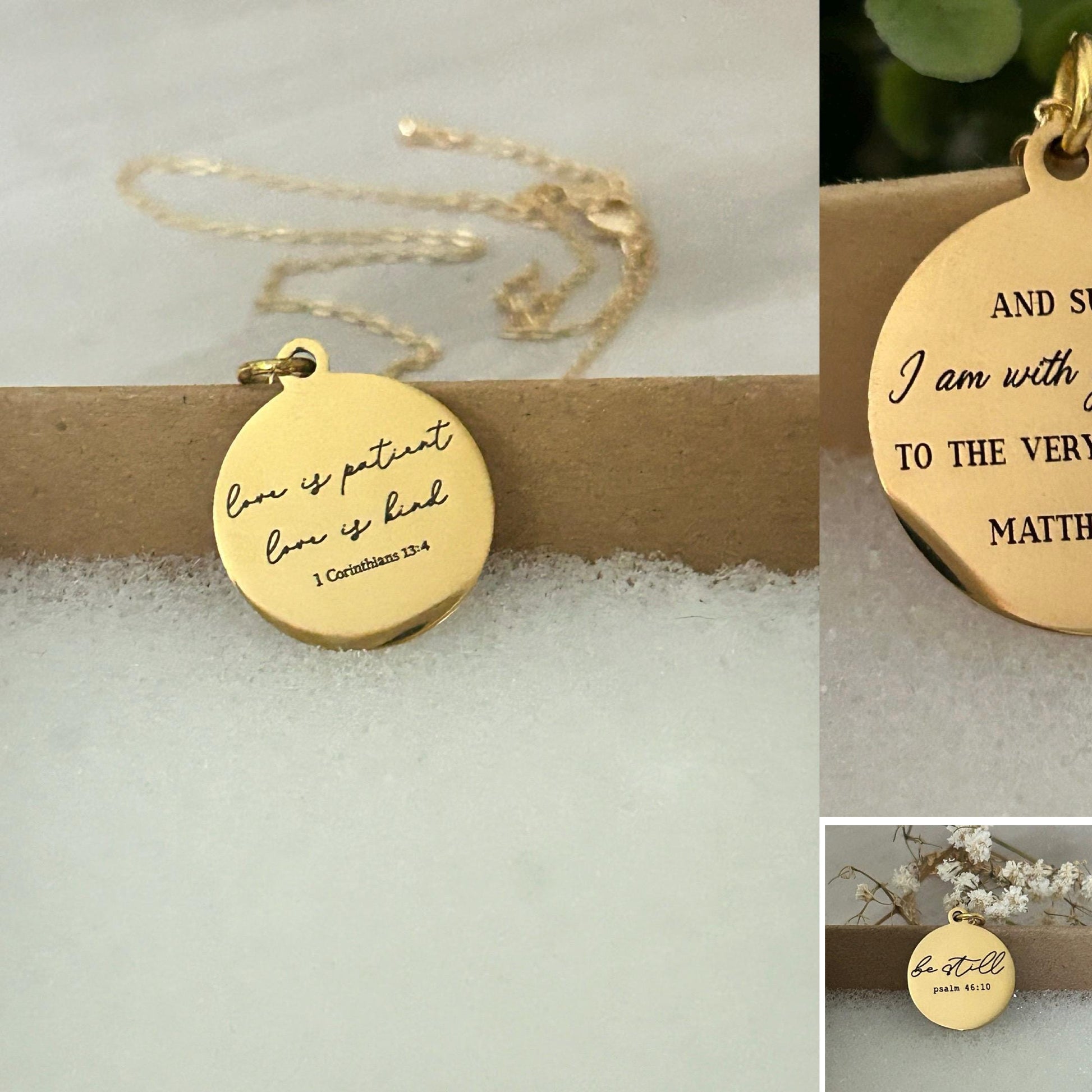 Personalized pendants availablehttps://wrappedinlovecharms.etsy.com/listing/1611624051/personalized-bible-verse-necklace