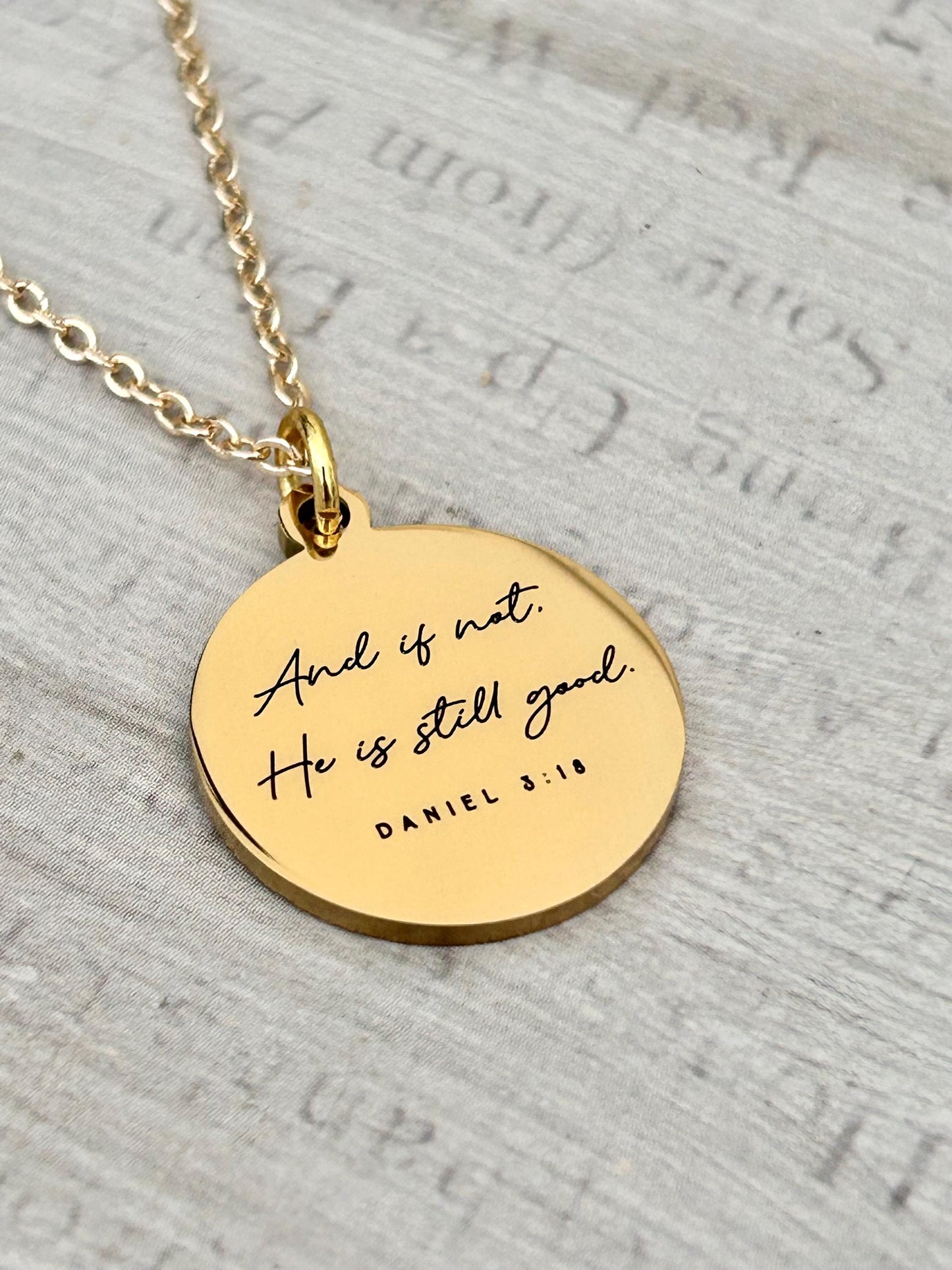 And if not He is still good bible verse Necklace, Daniel 3:18, Christian Gifts, Scripture Motivational Jewelry, Personalized Custom Necklace