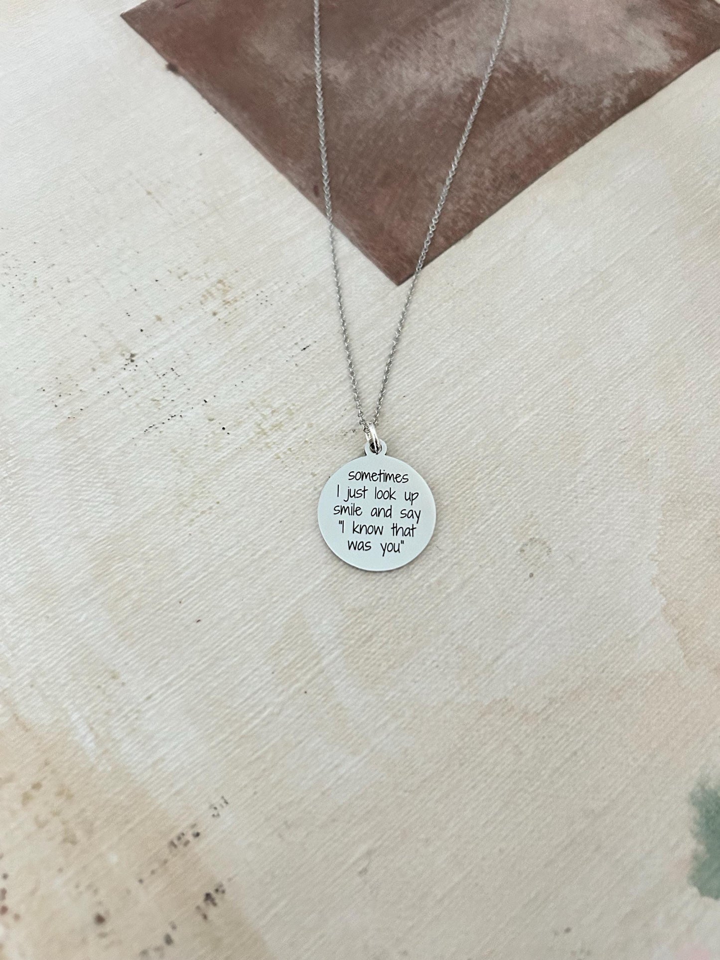Sometimes I just look up smile Necklace Engraved Jewelry Motivational Quote Jewelry