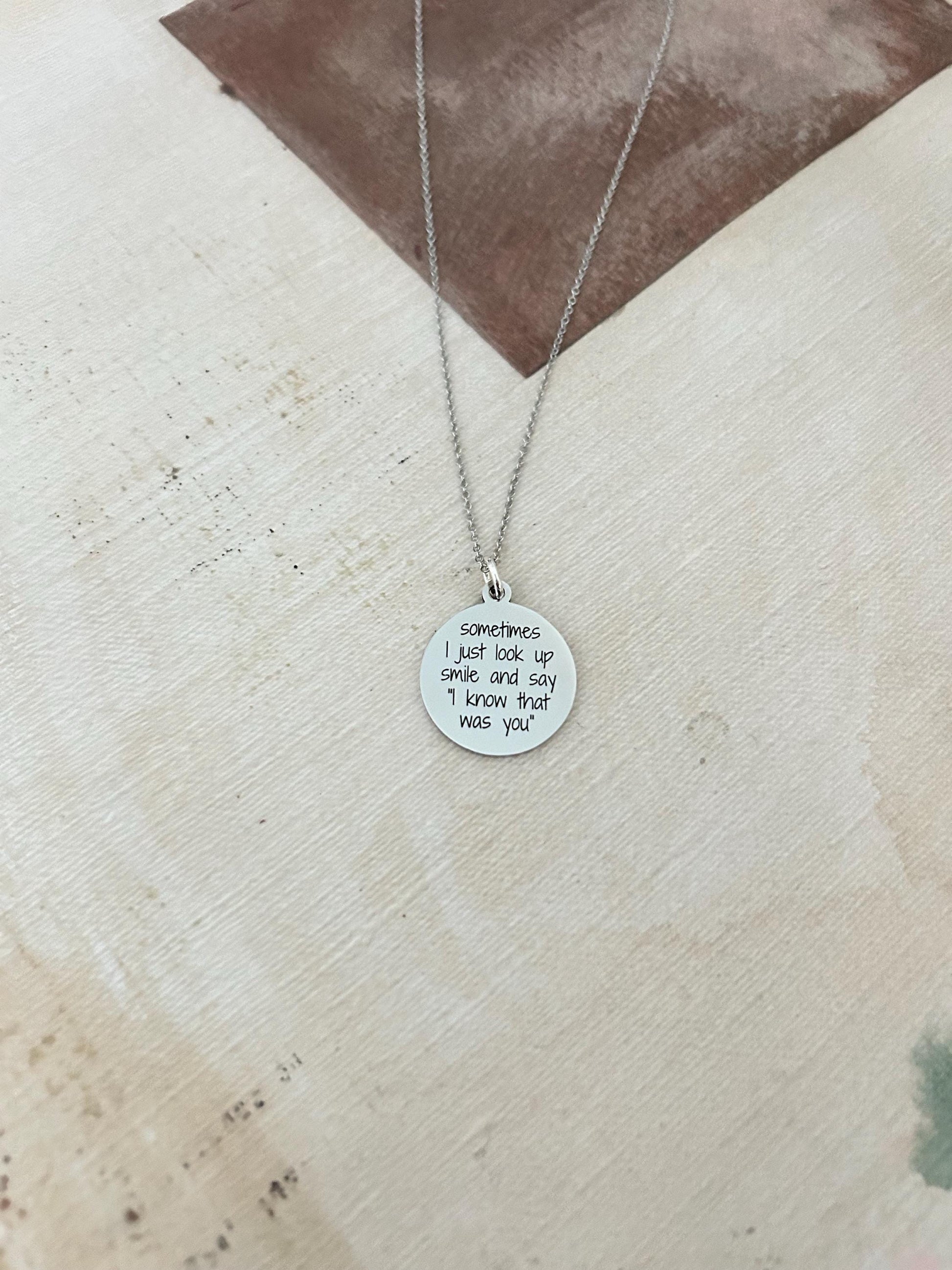 Sometimes I just look up smile Necklace Engraved Jewelry Motivational Quote Jewelry