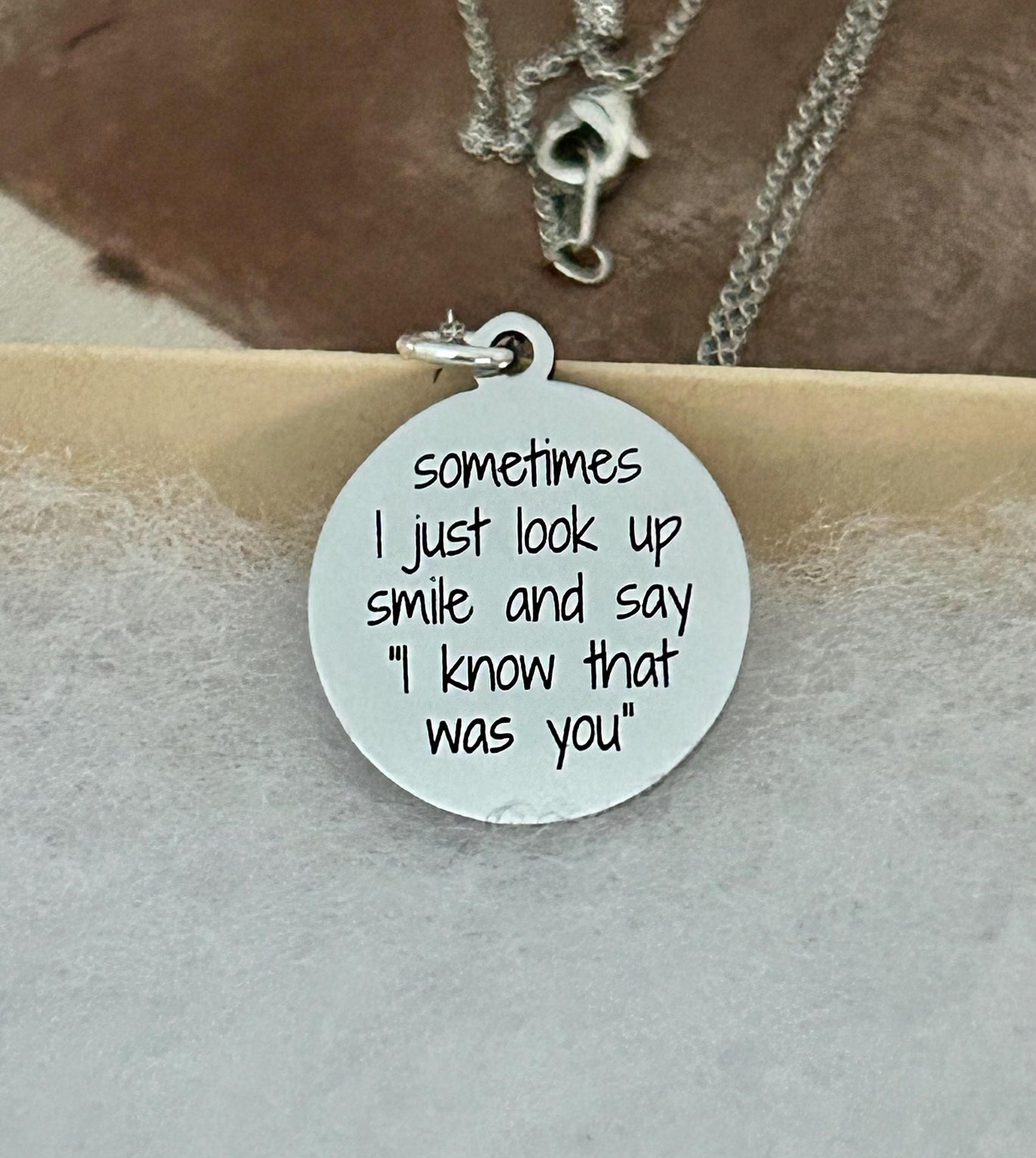Sometimes I just look up smile Necklace Engraved Jewelry Motivational Quote Jewelry