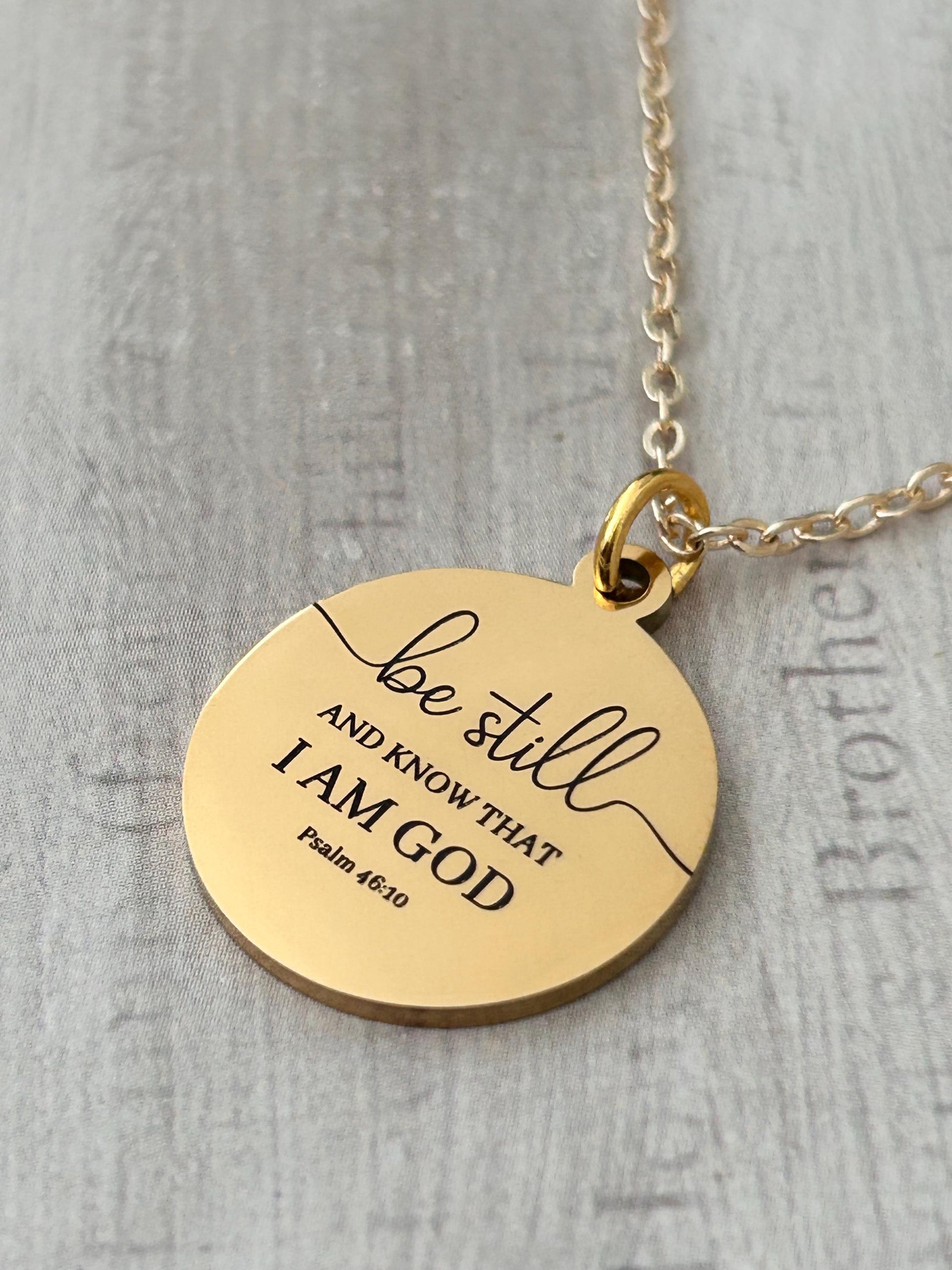 Be Still and Know I am God bible verse Necklace, Psalm 46:10, Christian Gifts, Scripture Motivational Jewelry, Personalized Custom Necklace